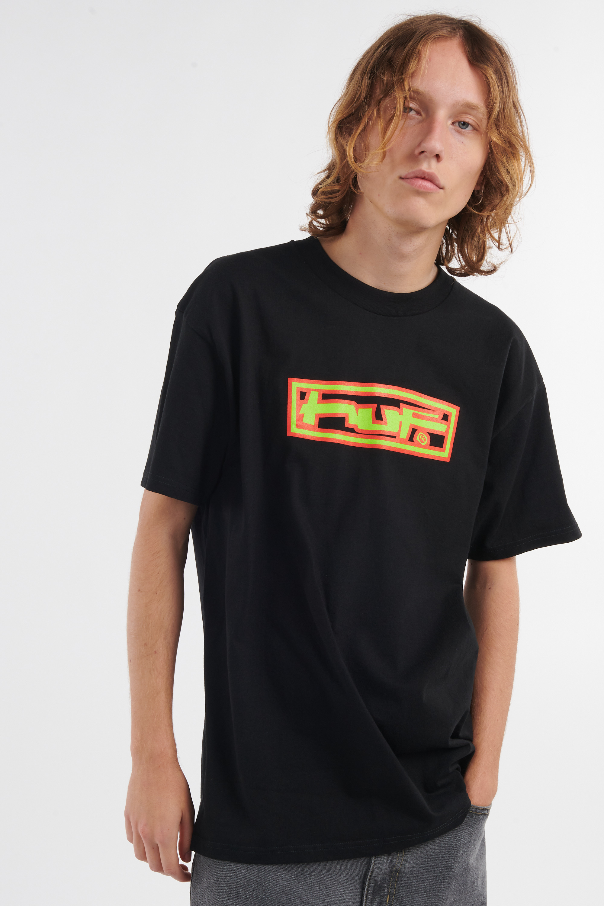 Regular-fit round-neck cotton T-shirt Black