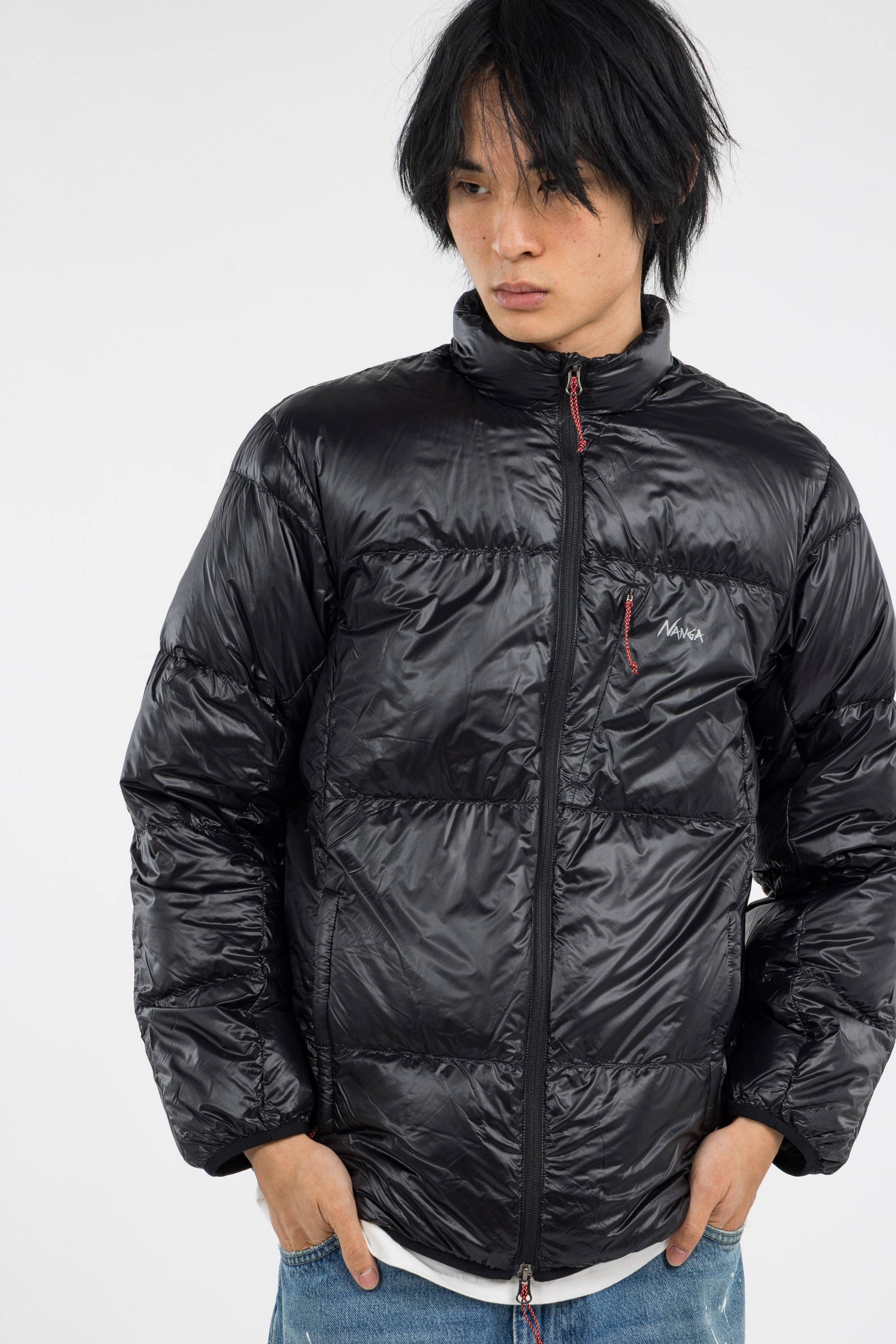 Lightweight quilted padded jacket with high neck Black
