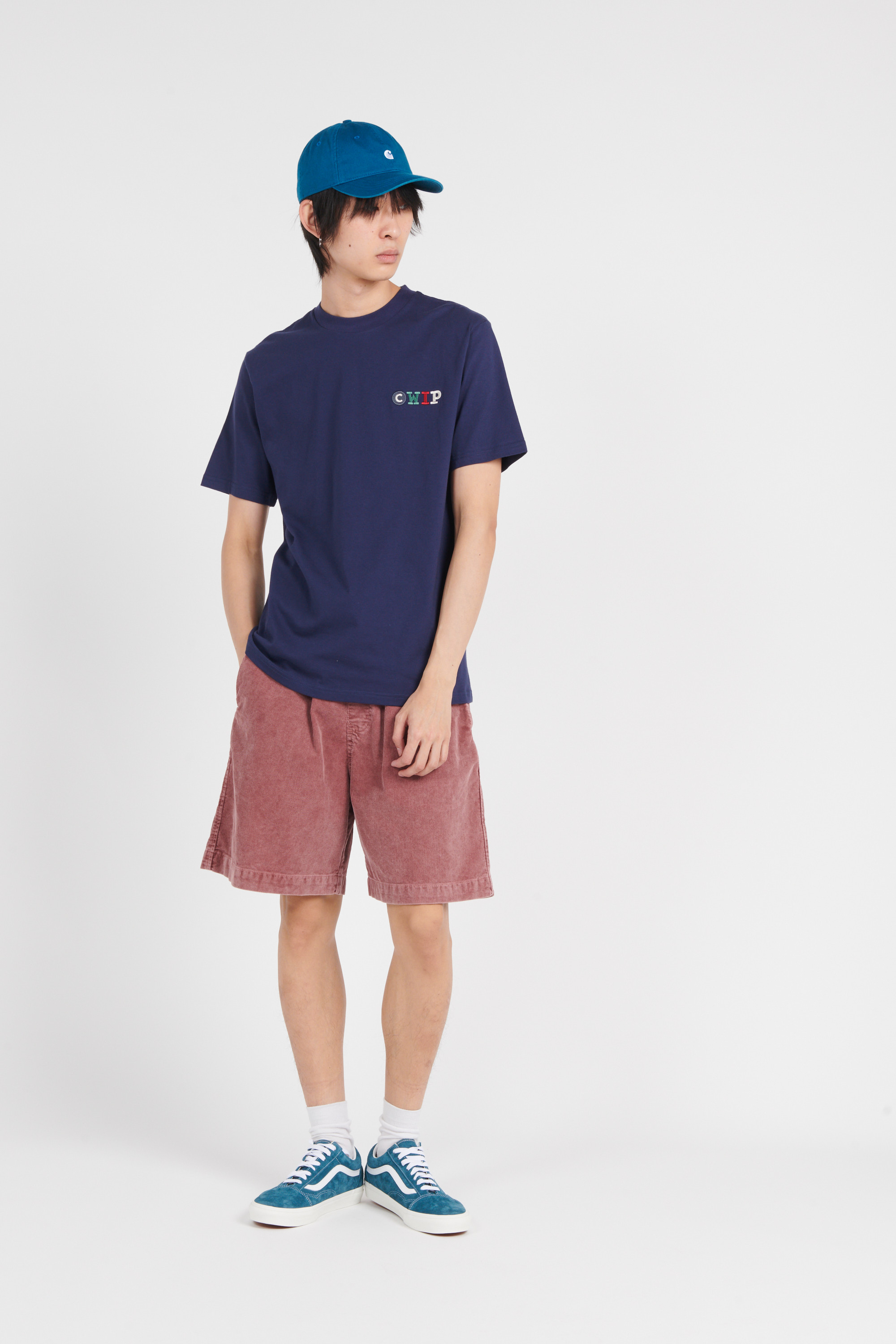 Regular-fit round-neck cotton T-shirt Blue