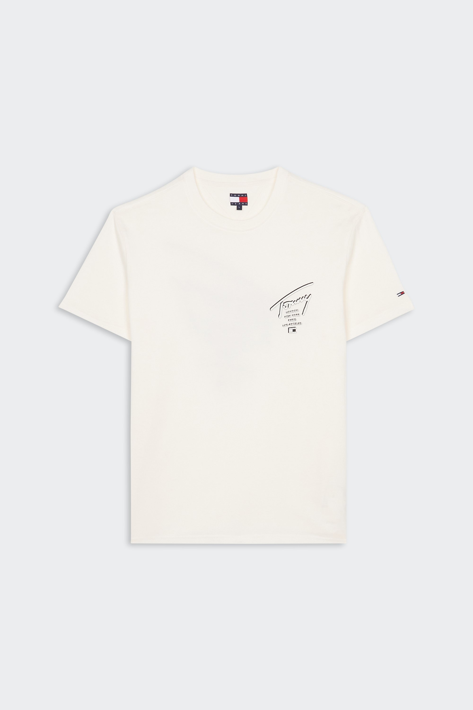 Regular-fit round-neck cotton T-shirt | White by TOMMY JEANS Regular-fit round-neck cotton T-shirt White