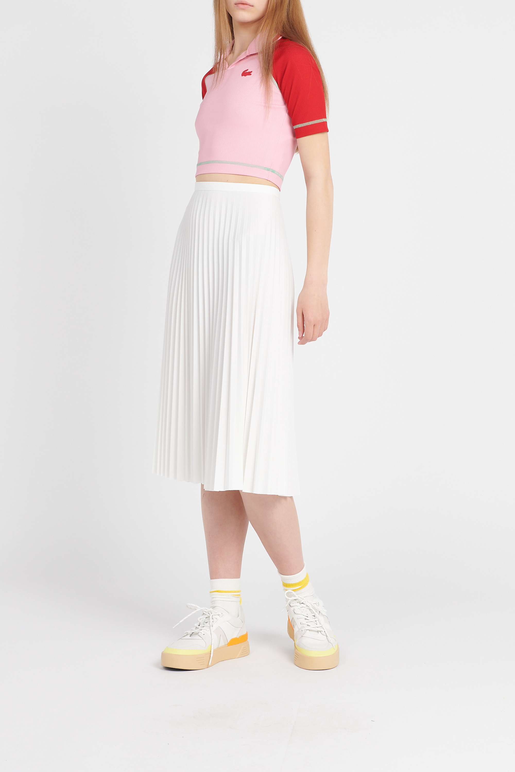 Jupe midi plissée LACOSTE Blanc