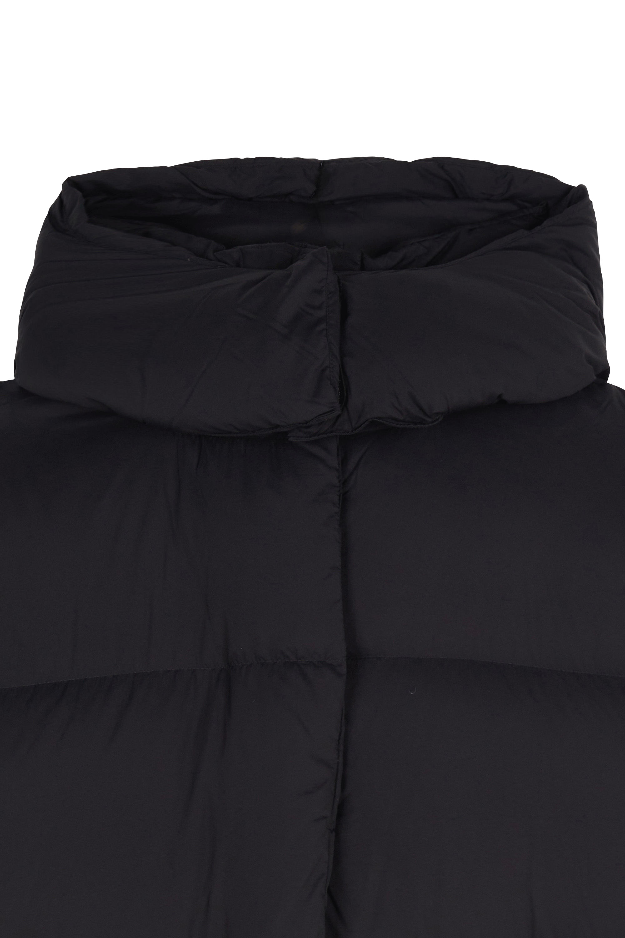 Zipped high-neck colorblock padded jacket with hood | Black GERTRUDE Women