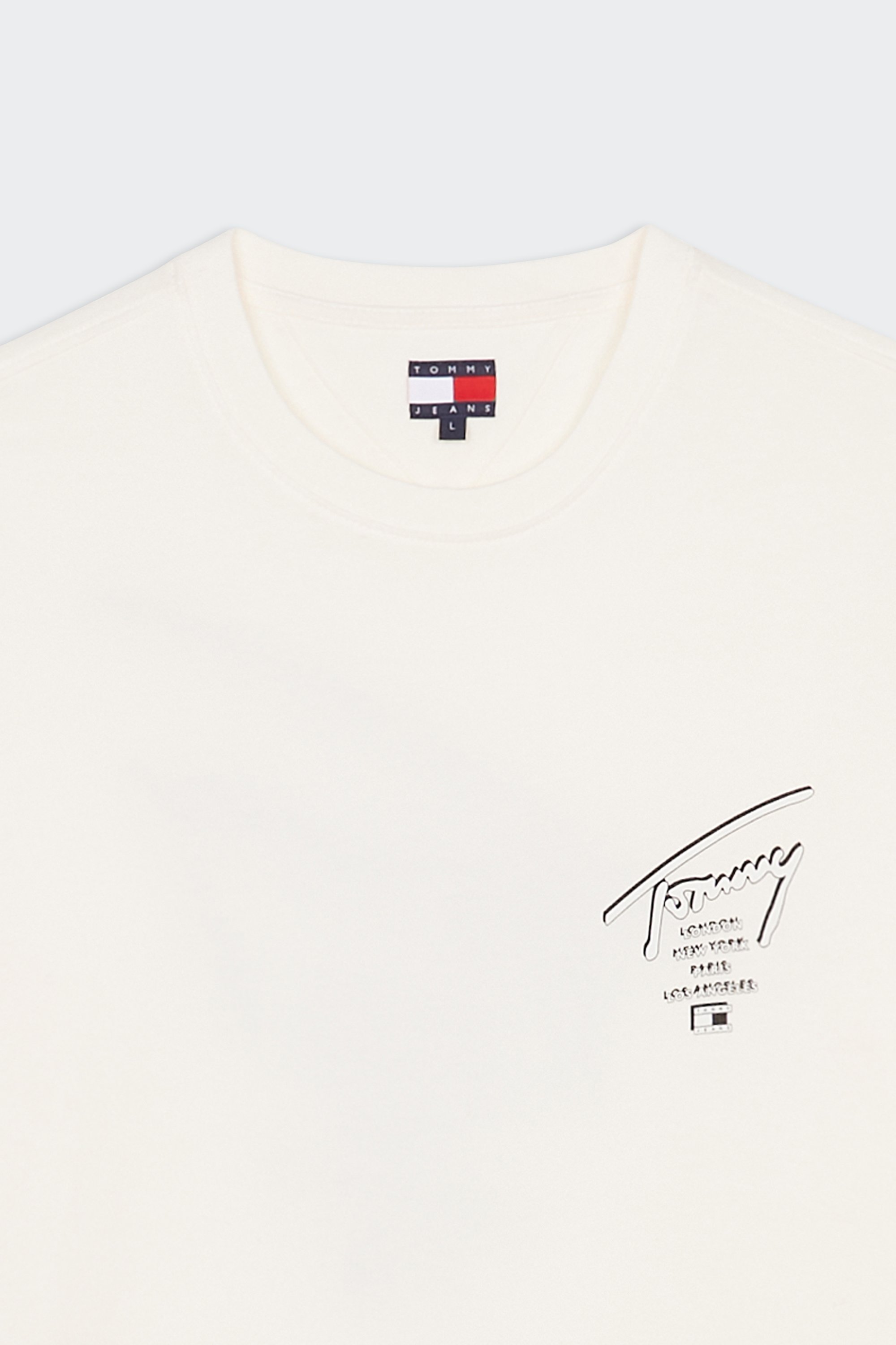 Regular-fit round-neck cotton T-shirt | White by TOMMY JEANS Regular-fit round-neck cotton T-shirt White