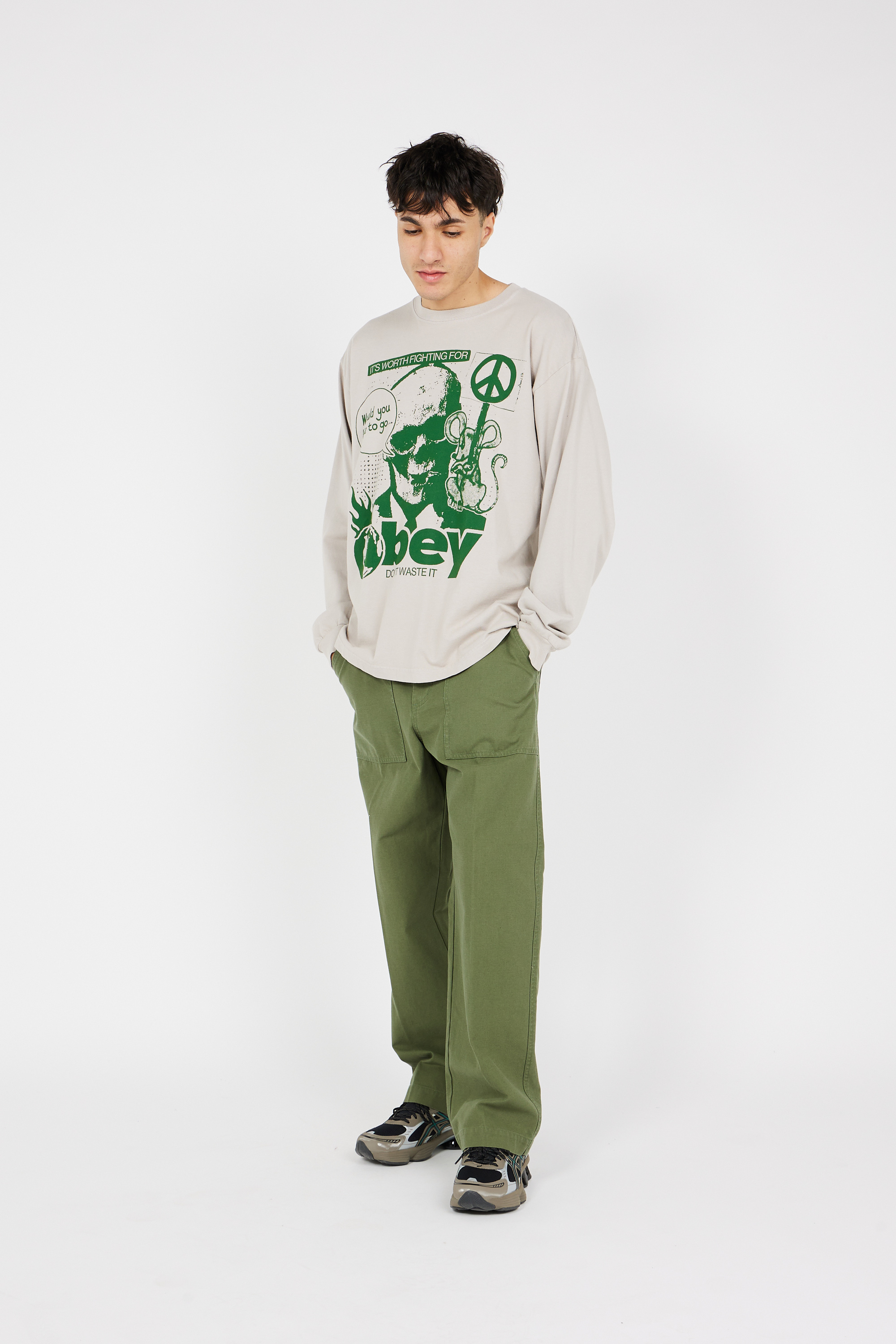 Regular-fit round-neck cotton T-shirt Grey