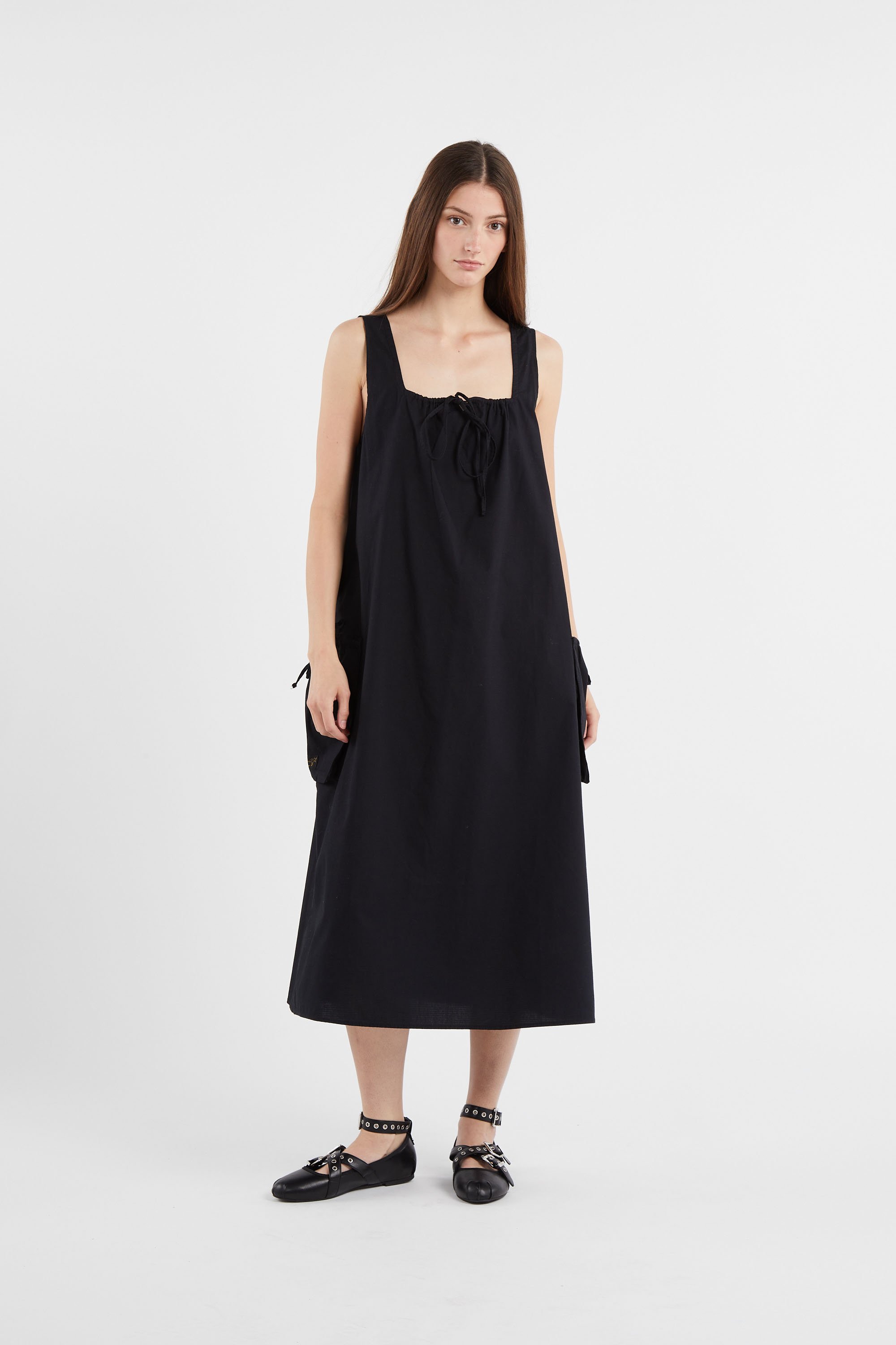 Flat furry sheepskin sandals Black