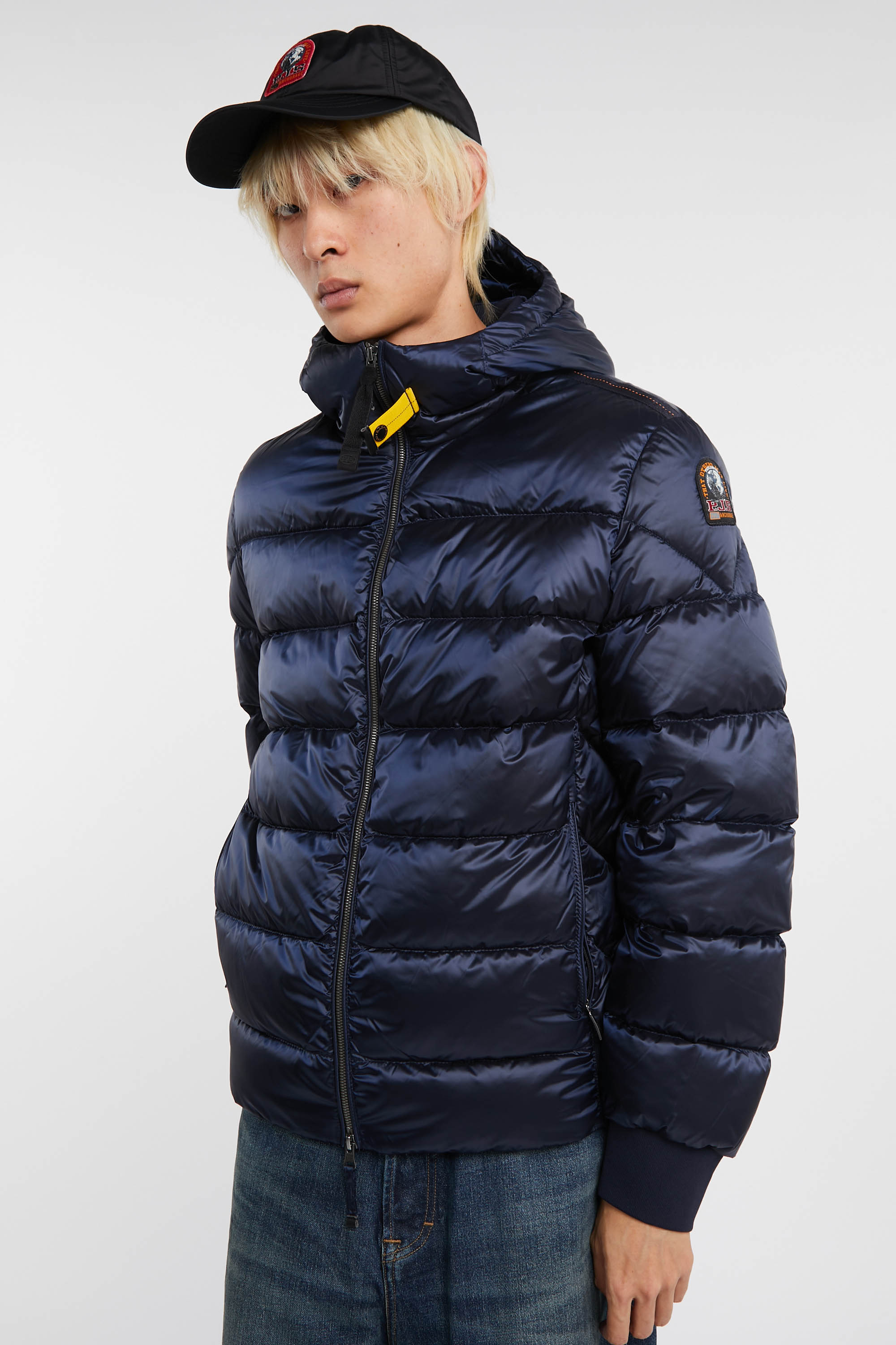 Lightweight quilted padded jacket with high neck Blue