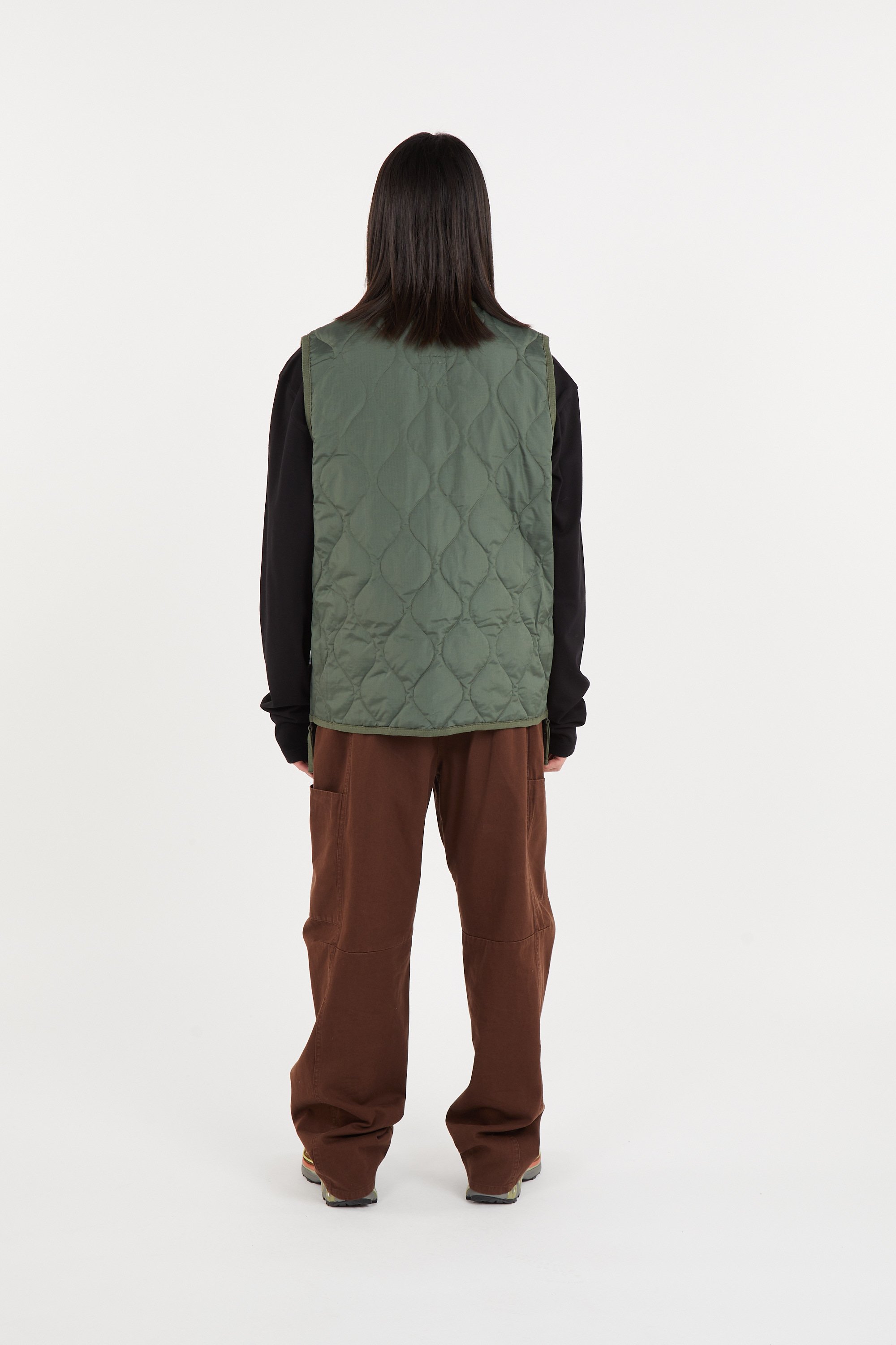 Lightweight quilted padded jacket with high neck Khaki