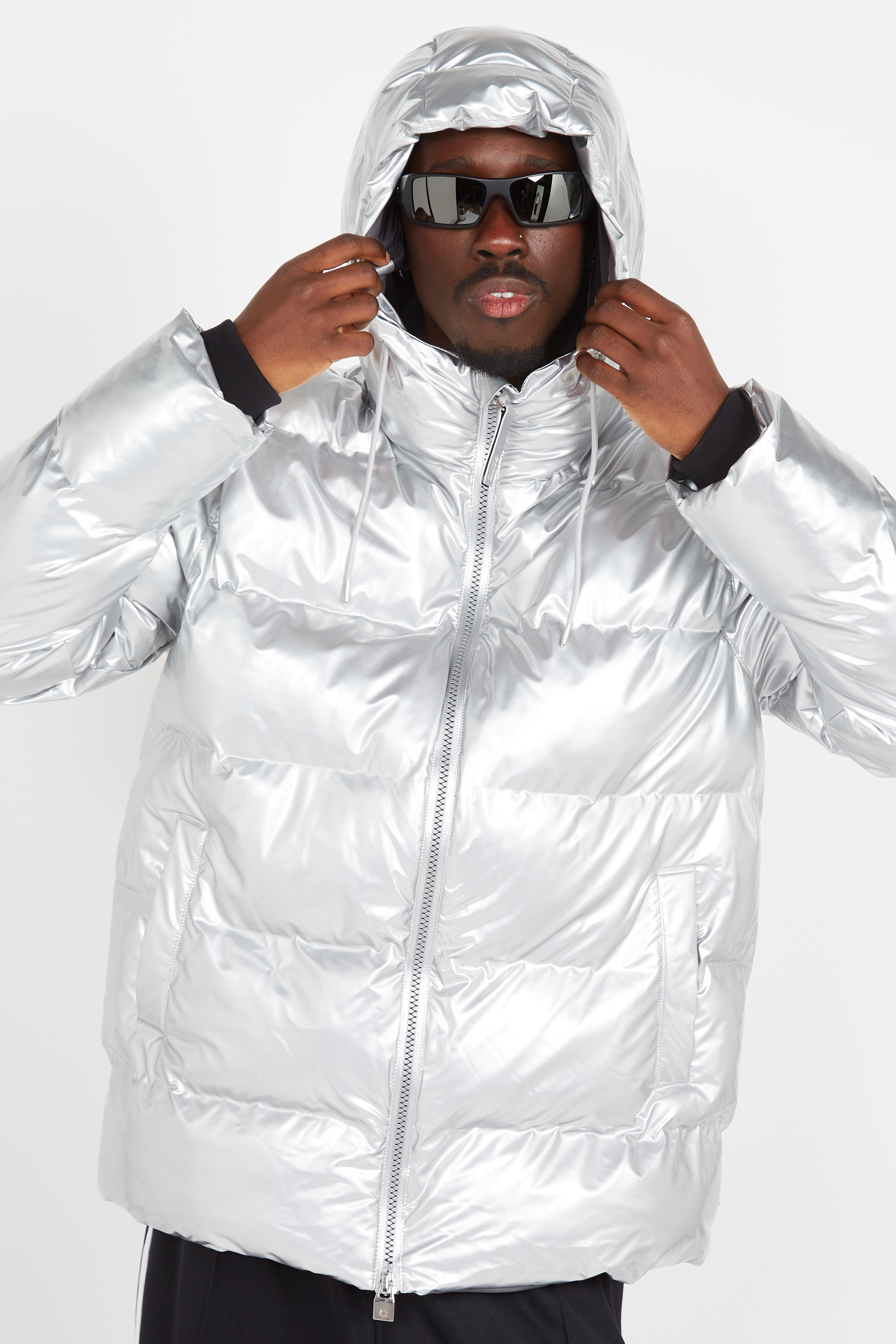 Lightweight quilted padded jacket with high neck Silver