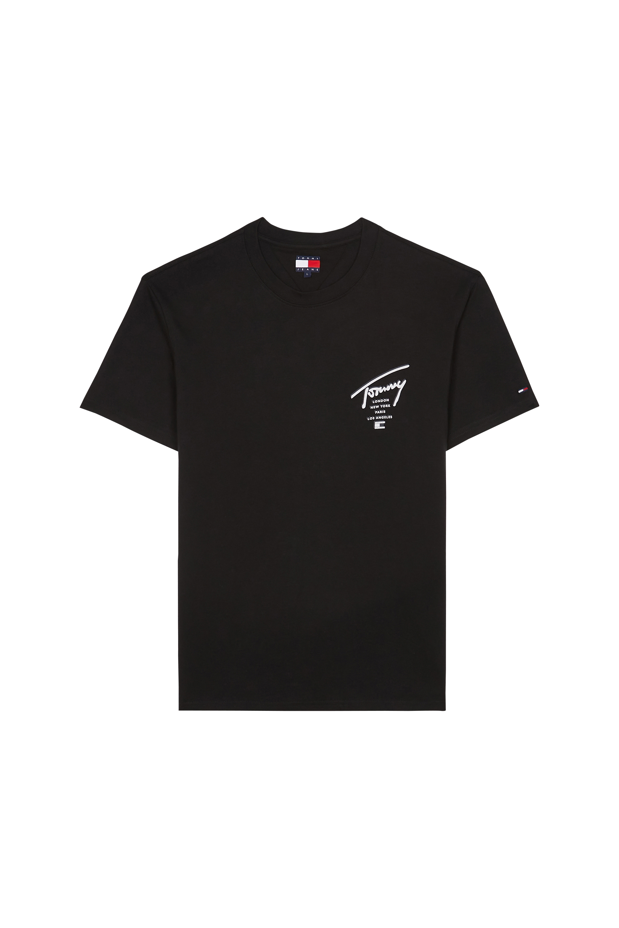 Regular-fit round-neck cotton T-shirt Black