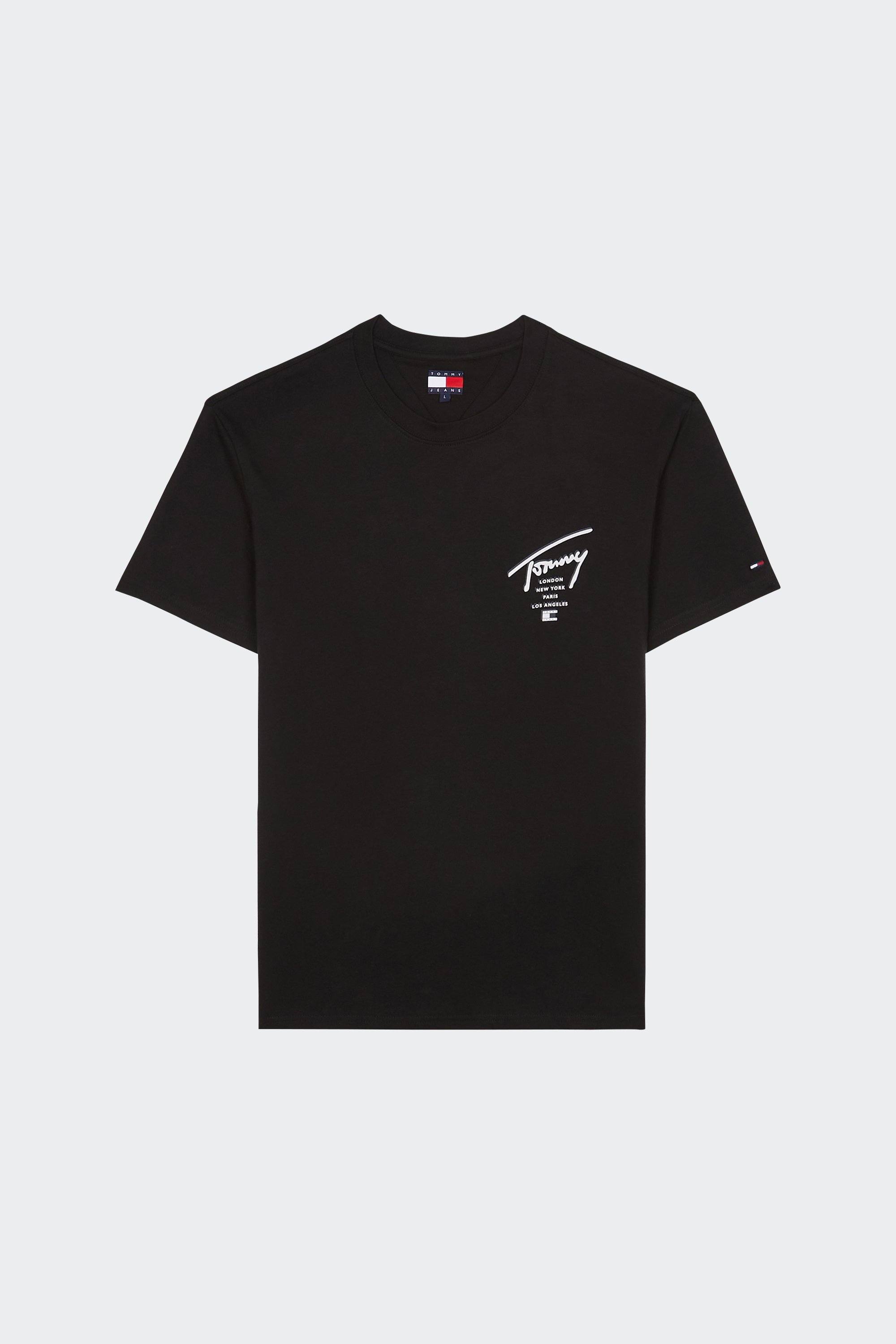 Regular-fit round-neck cotton T-shirt | Black by TOMMY JEANS Regular-fit round-neck cotton T-shirt Black