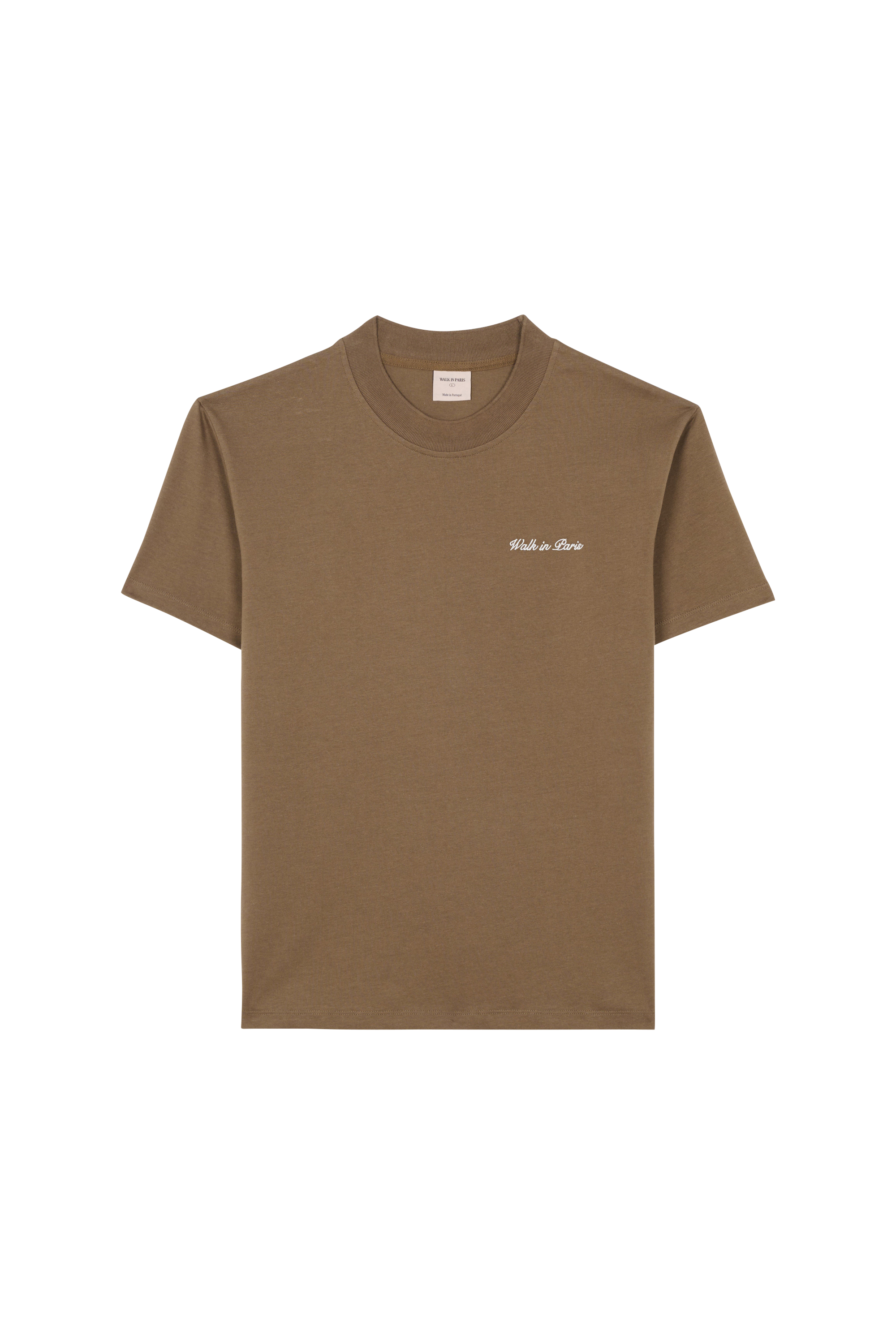 Regular-fit round-neck cotton T-shirt Brown