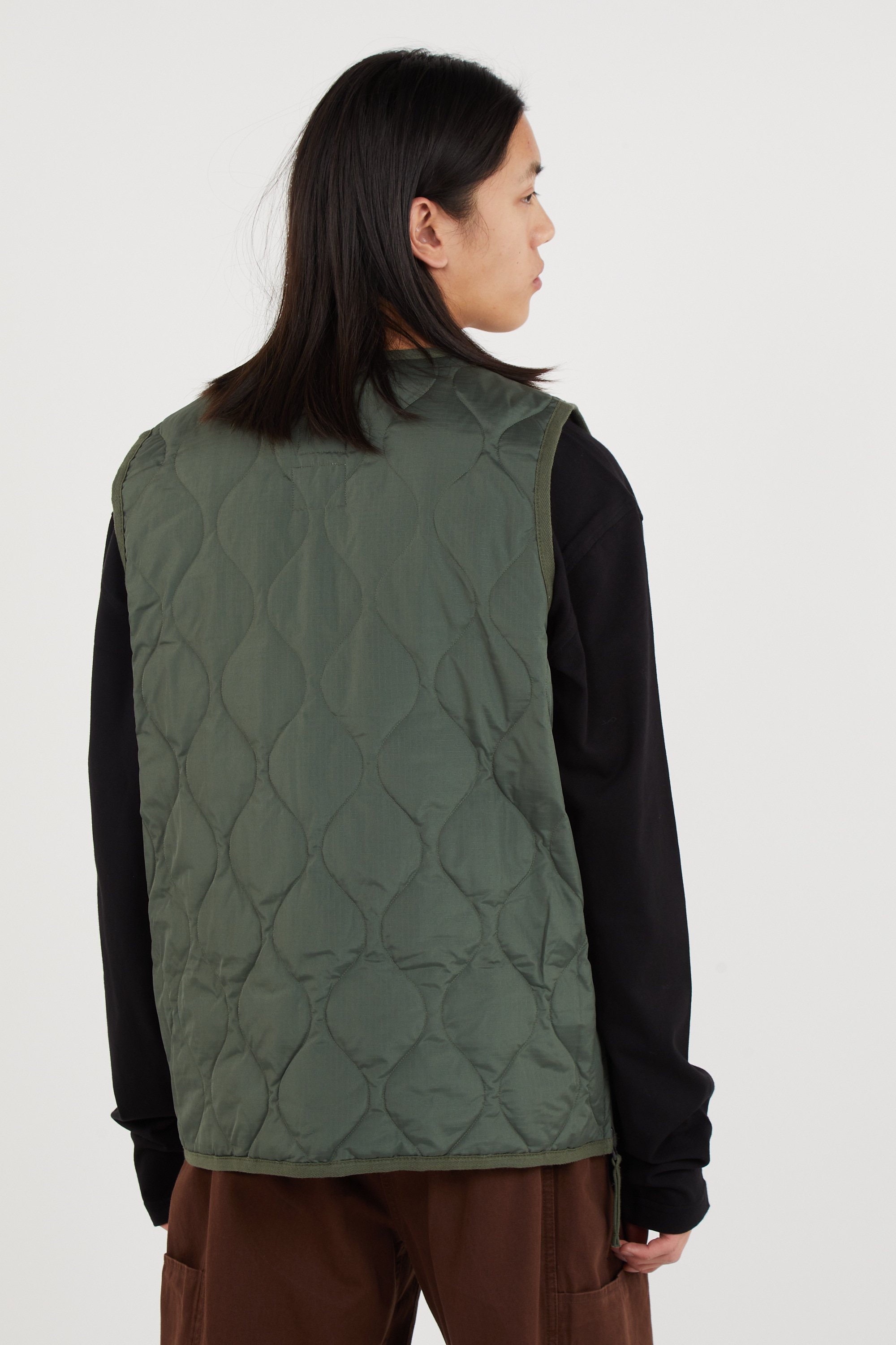 Lightweight quilted padded jacket with high neck Khaki