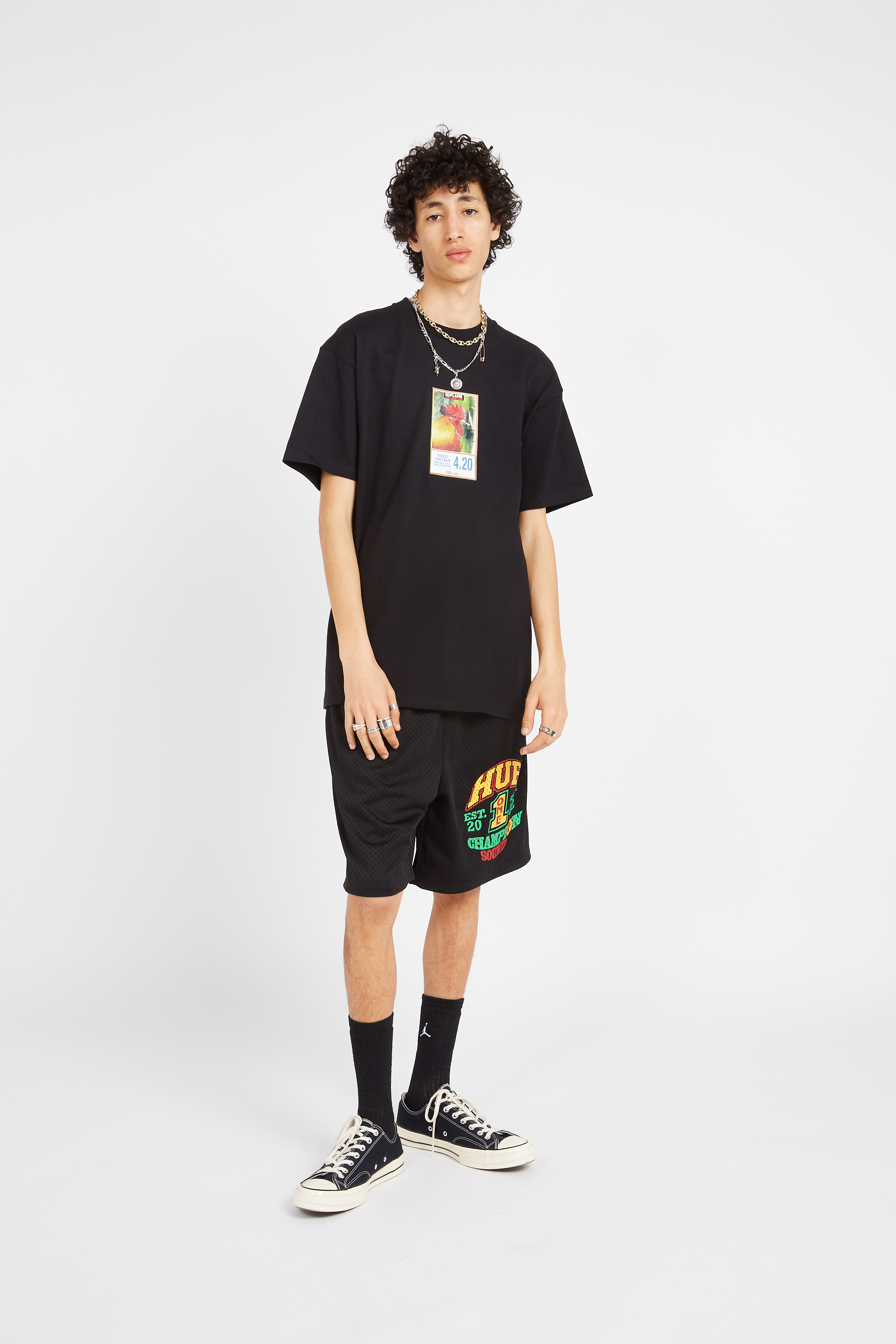 Regular-fit round-neck cotton T-shirt Black