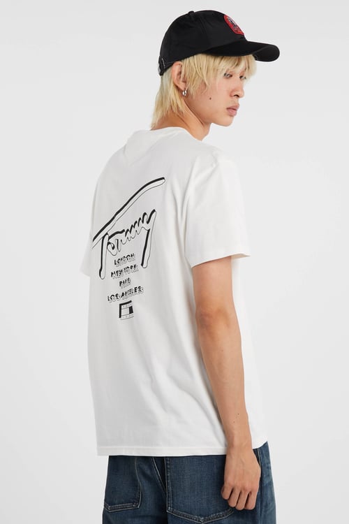 TOMMY JEANS Regular-fit round-neck cotton T-shirt White