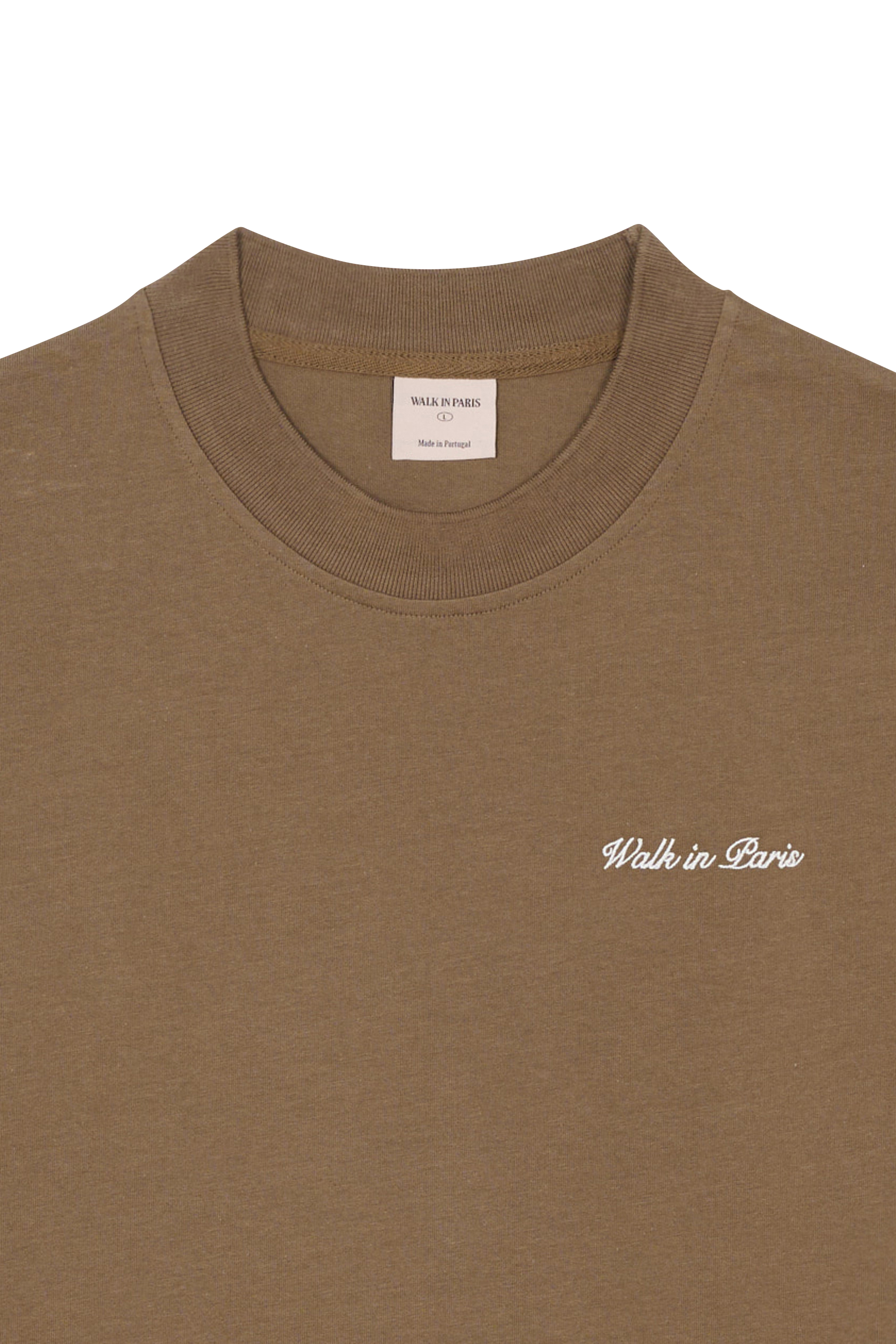 Regular-fit round-neck cotton T-shirt Brown