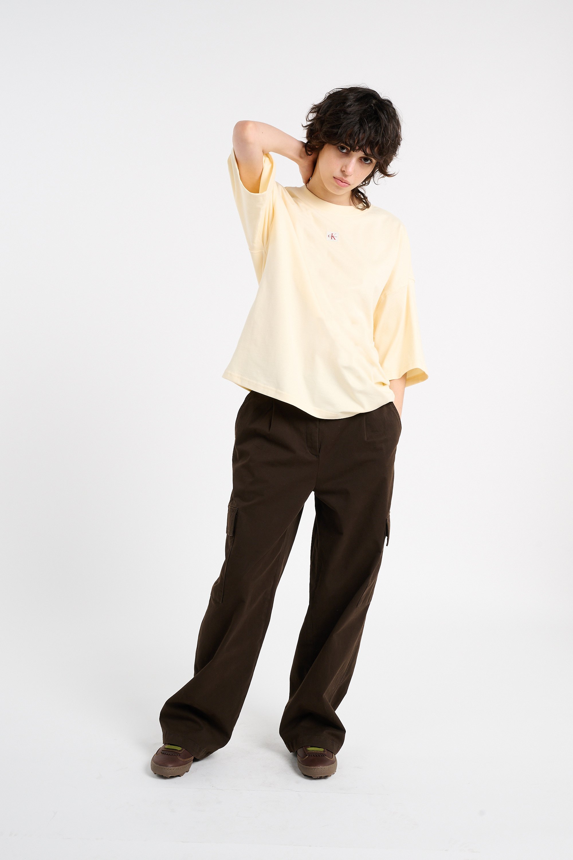 Regular-fit round-neck cotton T-shirt | Beige CALVIN KLEIN Women