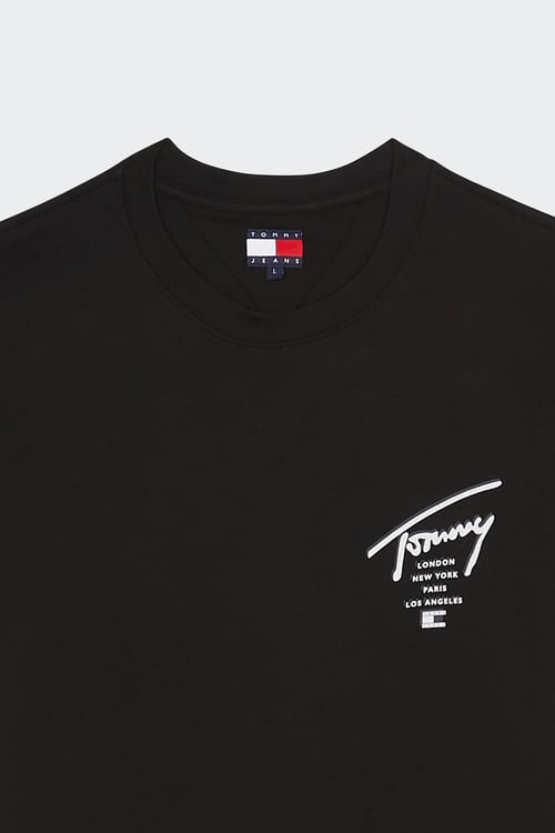 TOMMY JEANS Regular-fit round-neck cotton T-shirt Black