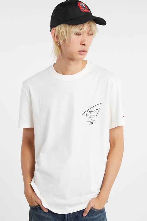 TOMMY JEANS Regular-fit round-neck cotton T-shirt White