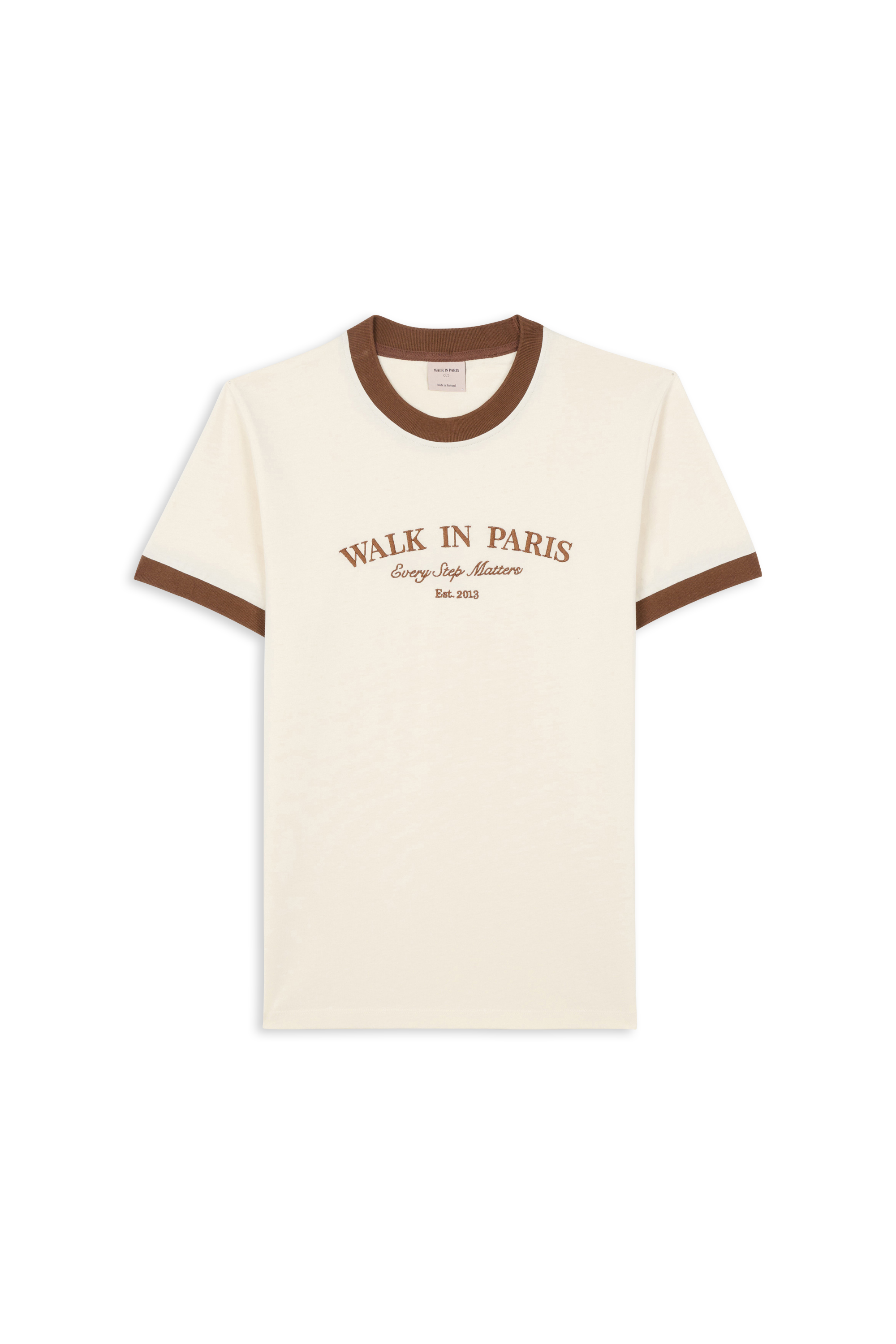 Regular-fit round-neck cotton T-shirt Beige