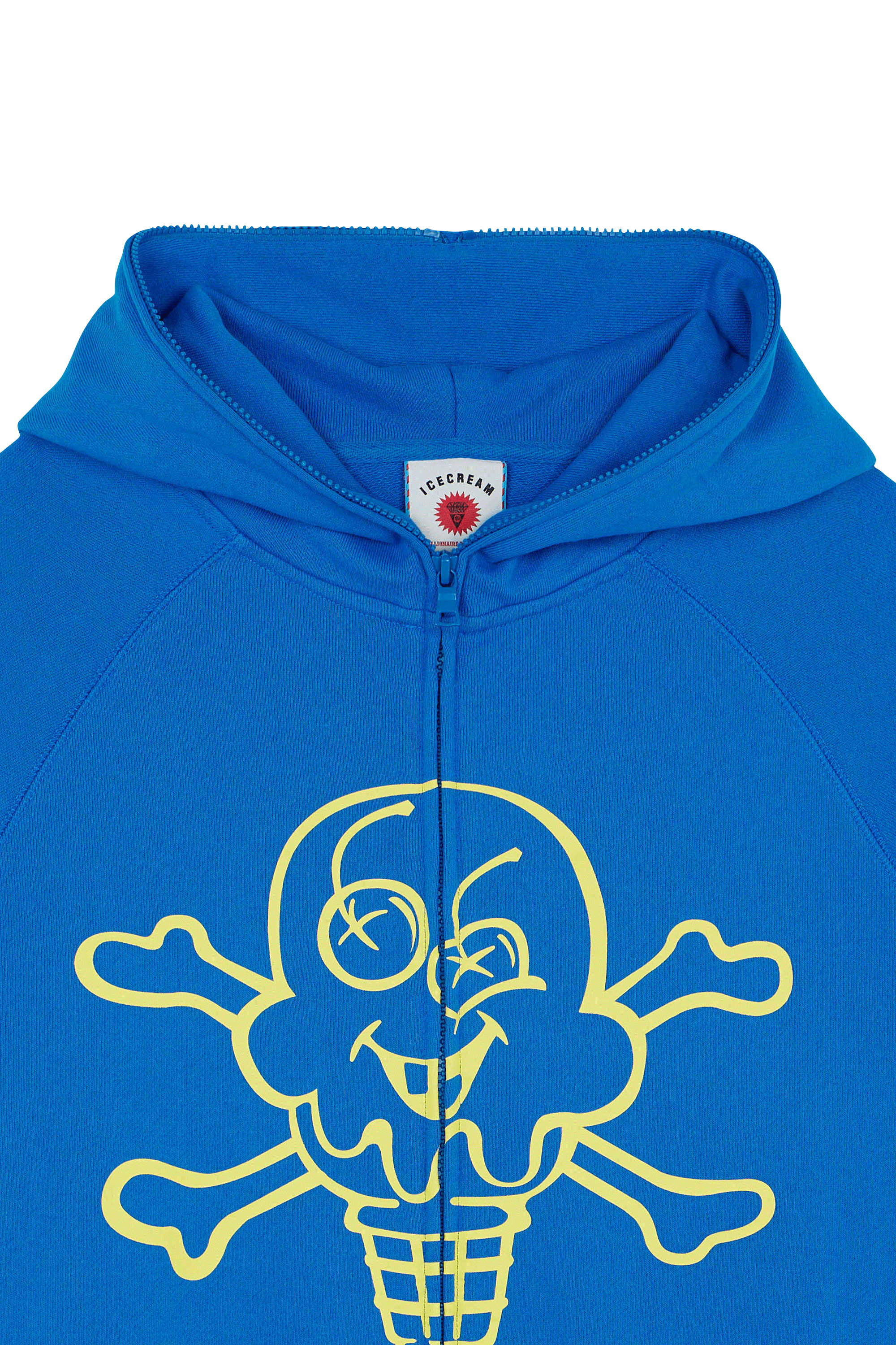 Regular-fit zip-up cotton-blend hoodie with Pony Player ICE CREAM Blue