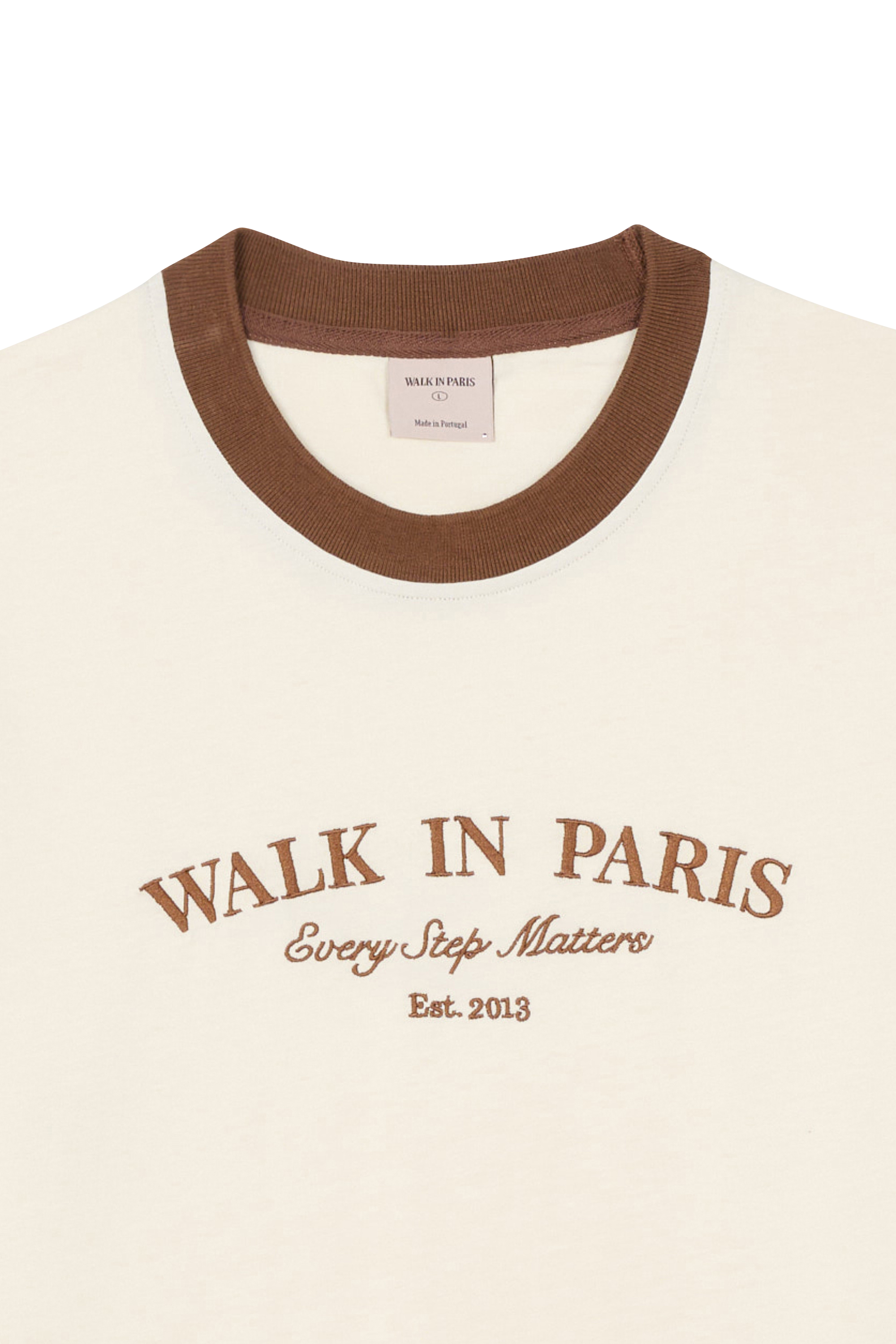 Regular-fit round-neck cotton T-shirt Beige