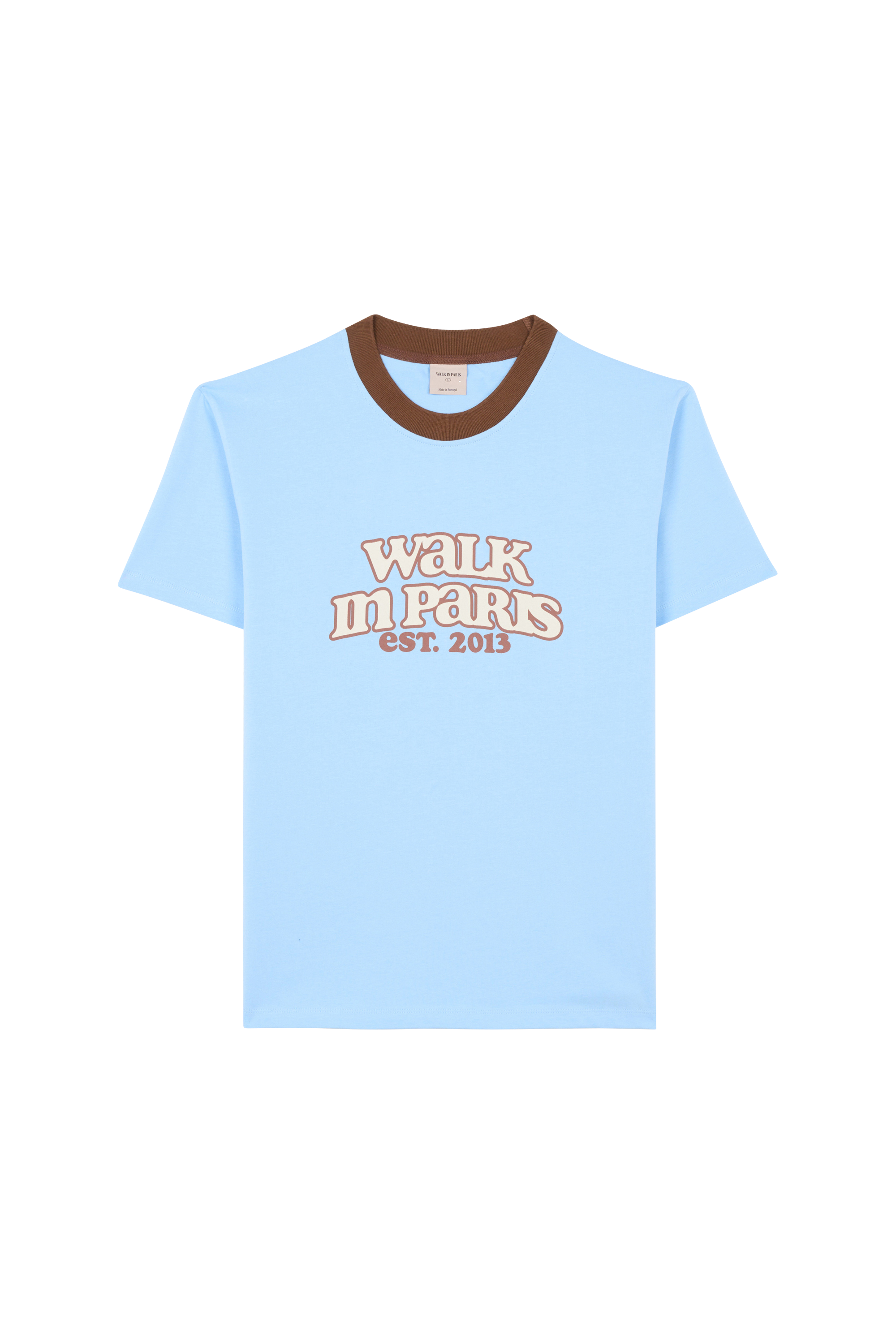 Regular-fit round-neck cotton T-shirt Blue