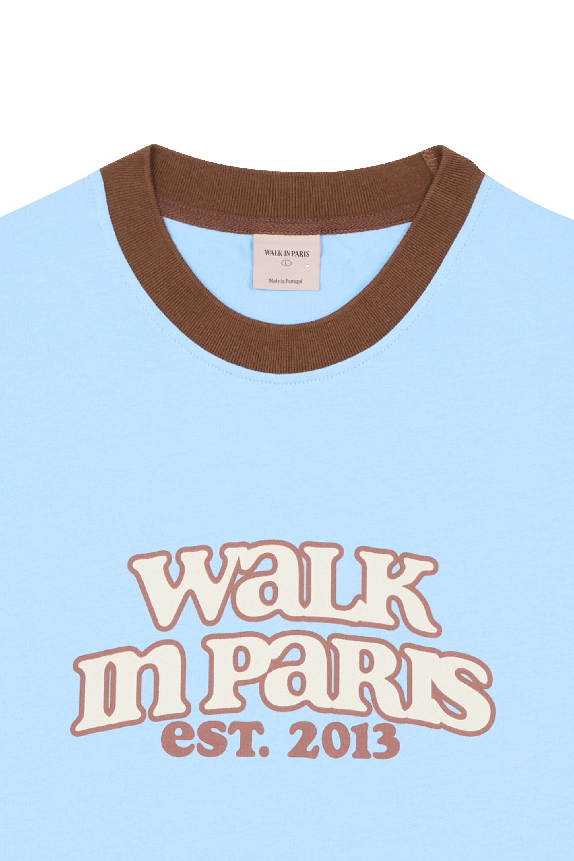 Regular-fit round-neck cotton T-shirt Blue