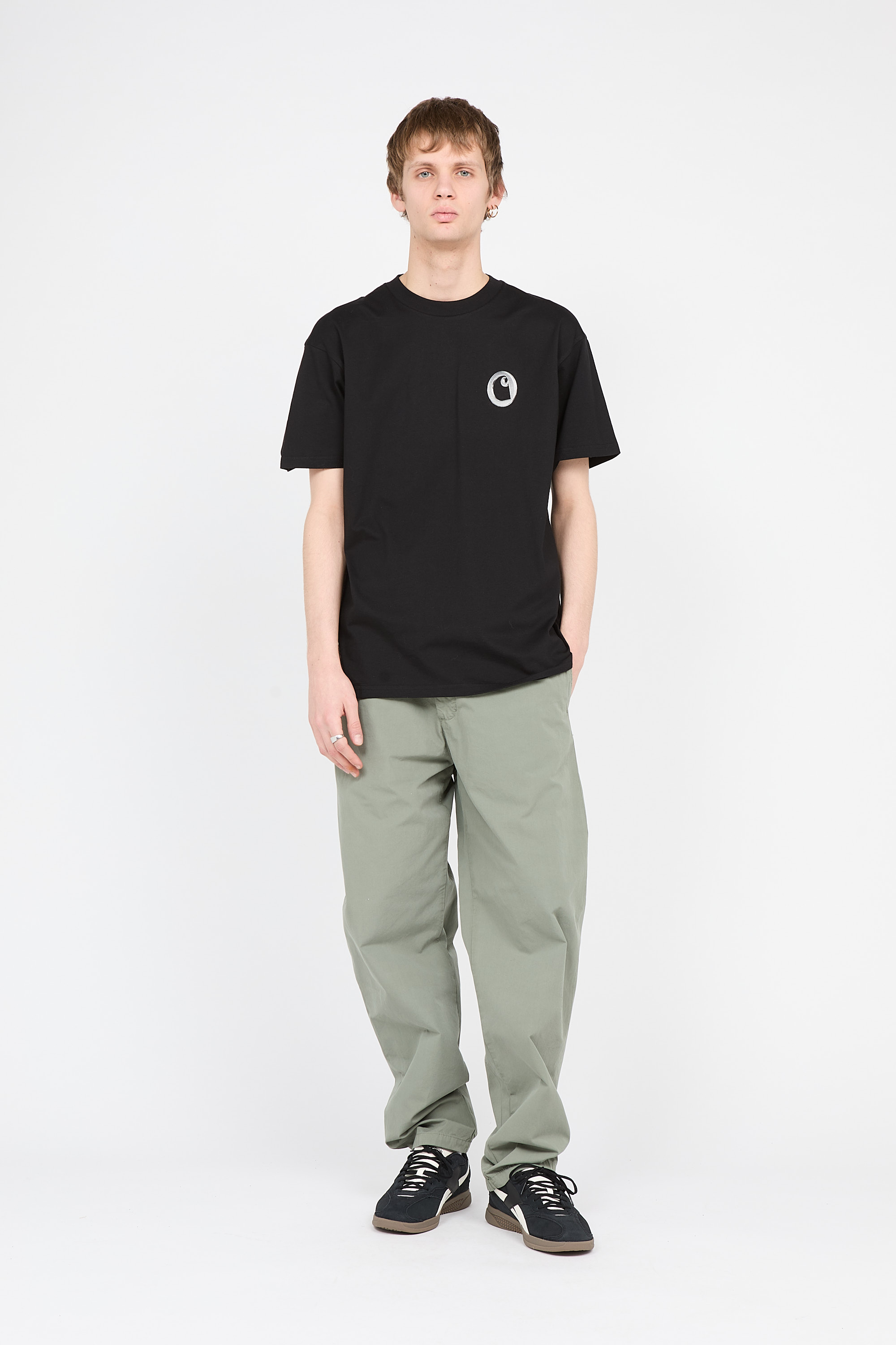 Regular-fit round-neck cotton T-shirt Black