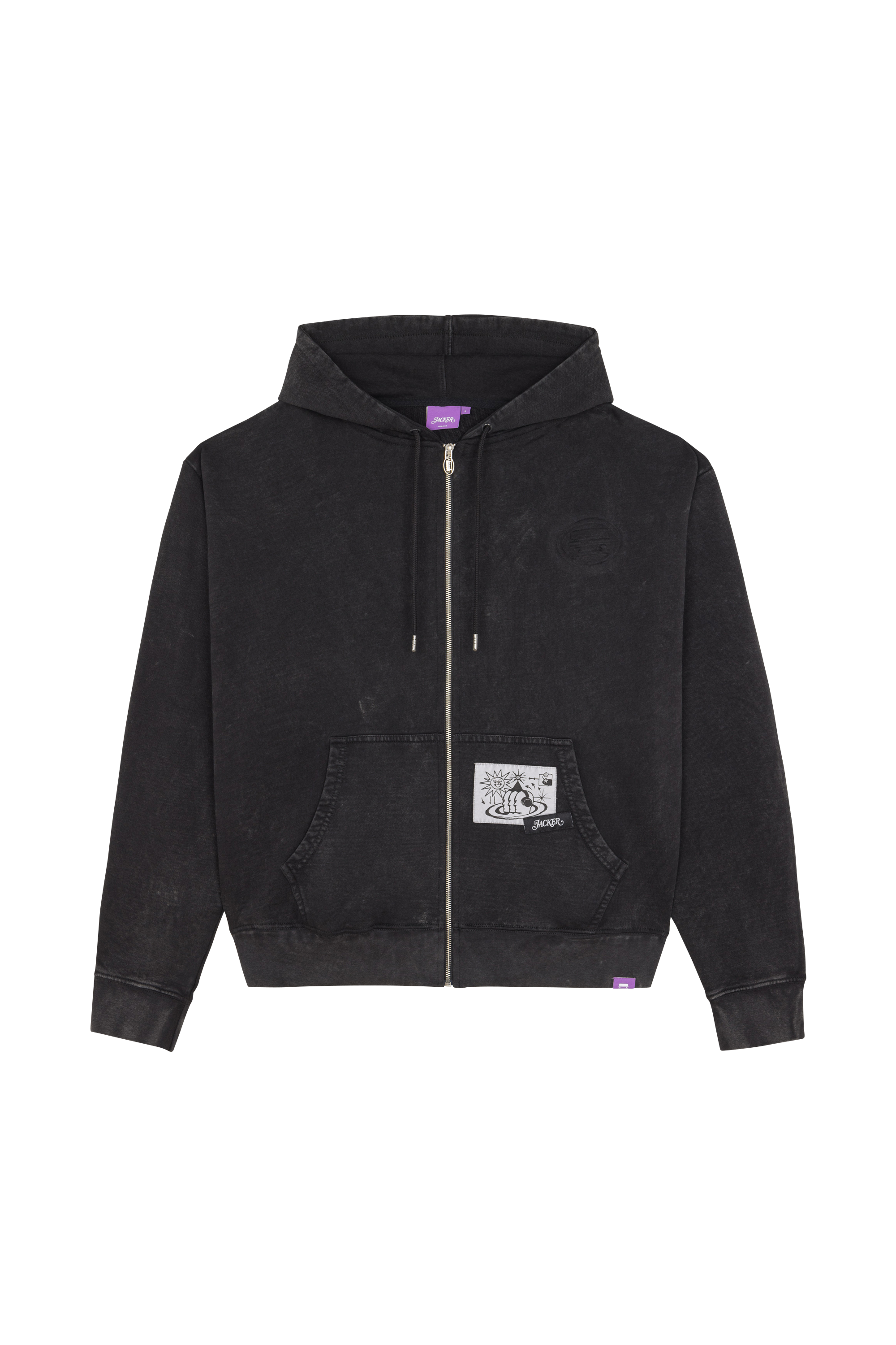 Regular-fit zip-up cotton-blend hoodie with Pony Player Black
