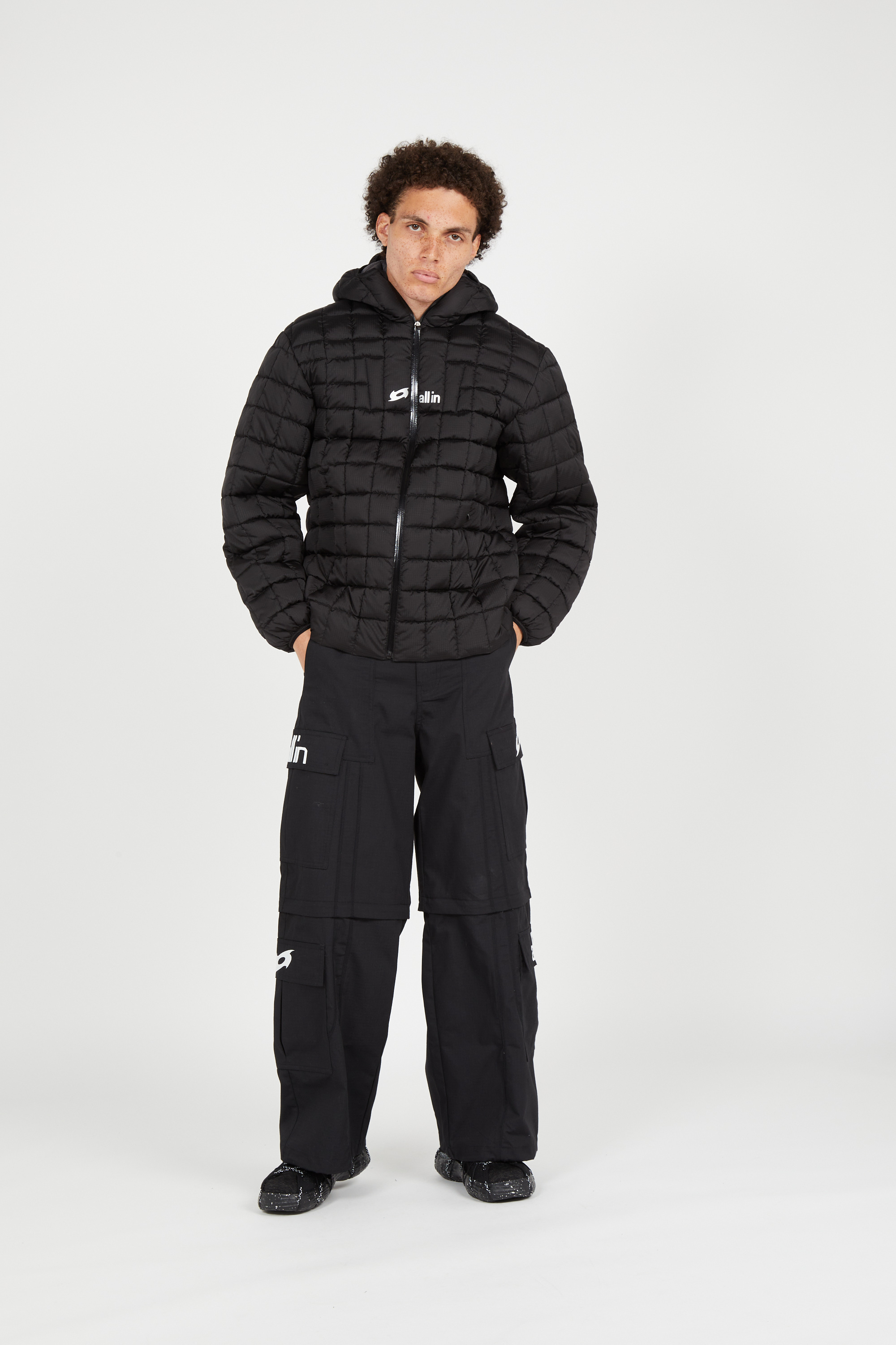 Lightweight quilted padded jacket with high neck Black