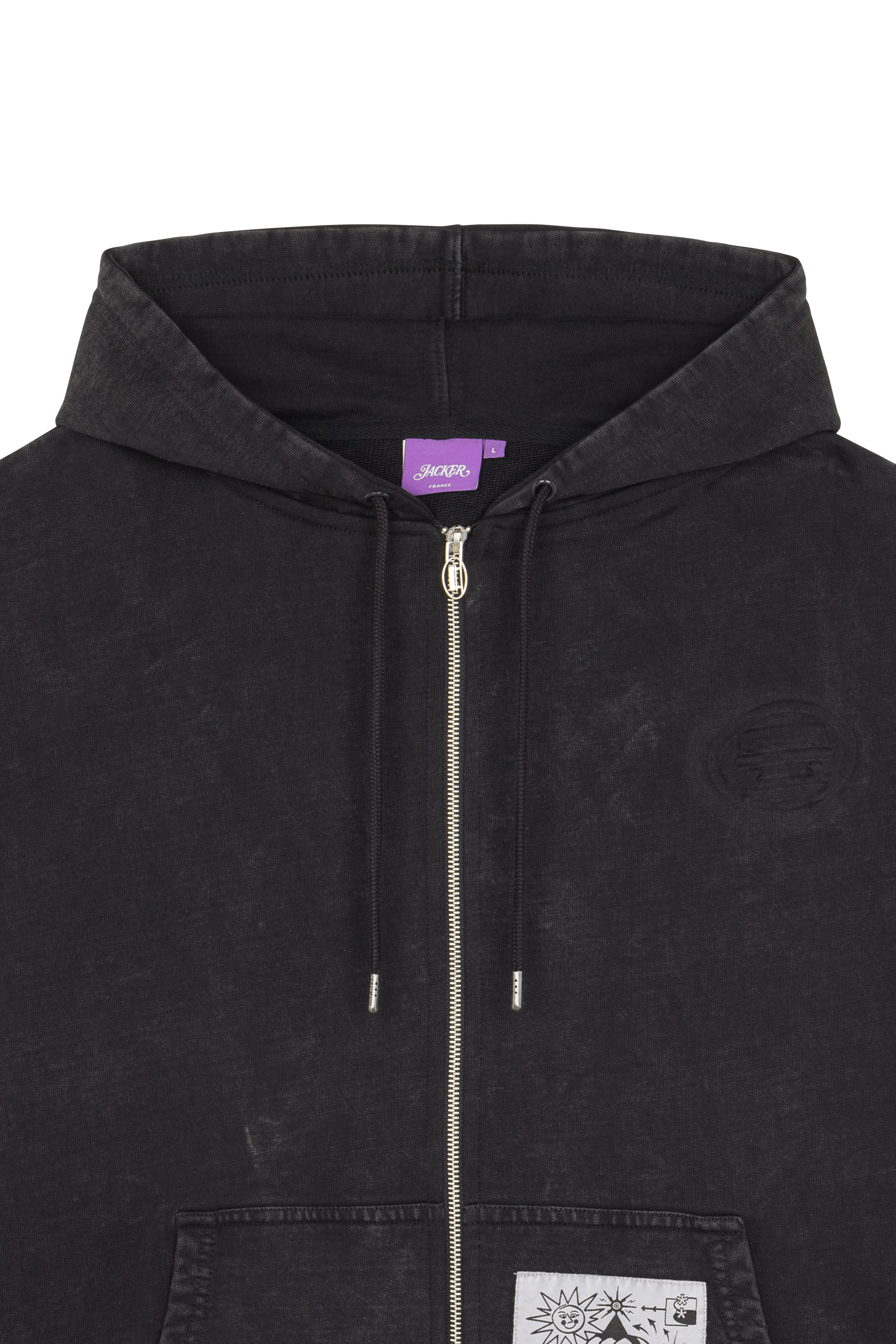Regular-fit zip-up cotton-blend hoodie with Pony Player Black