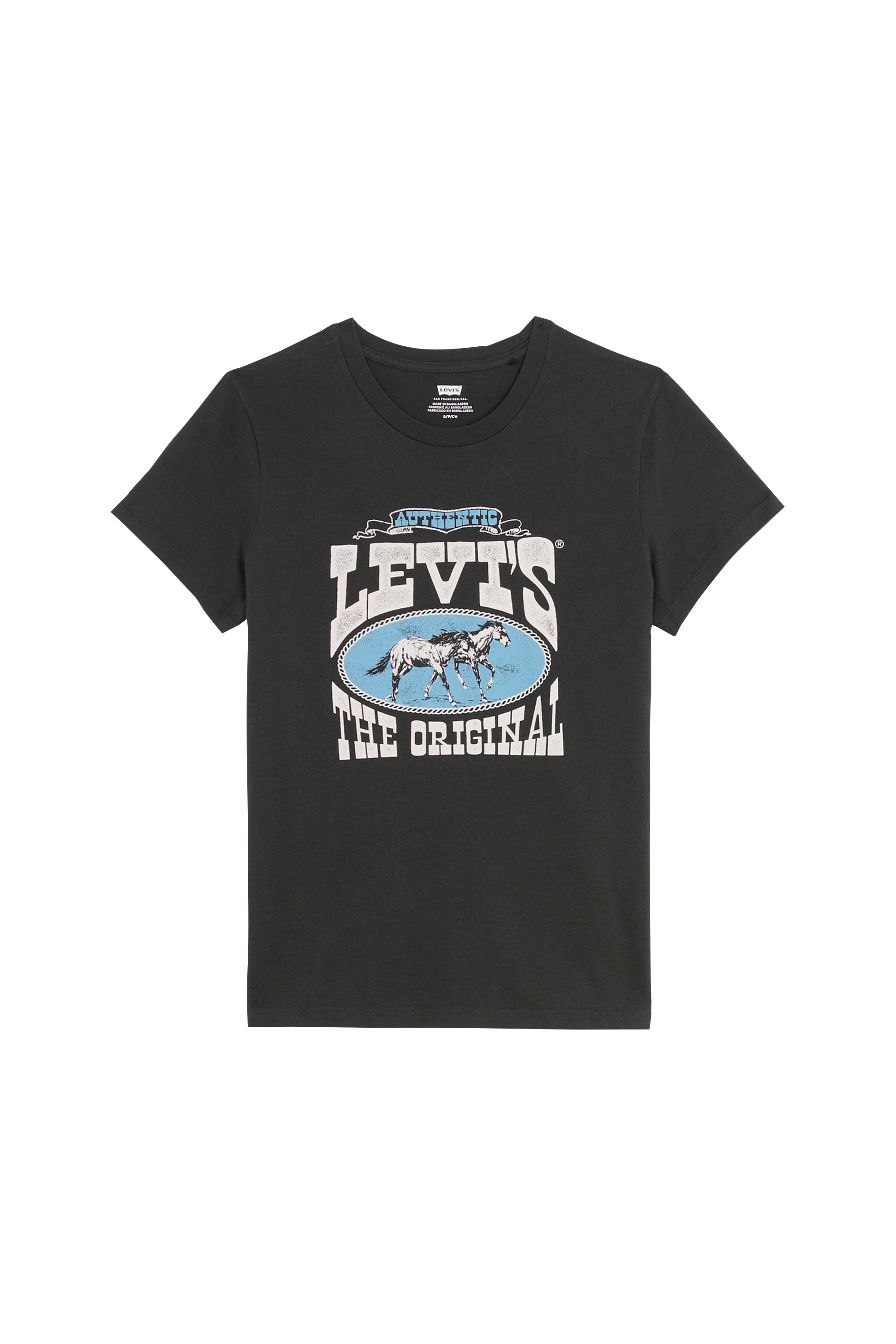 Regular-fit round-neck cotton T-shirt Black
