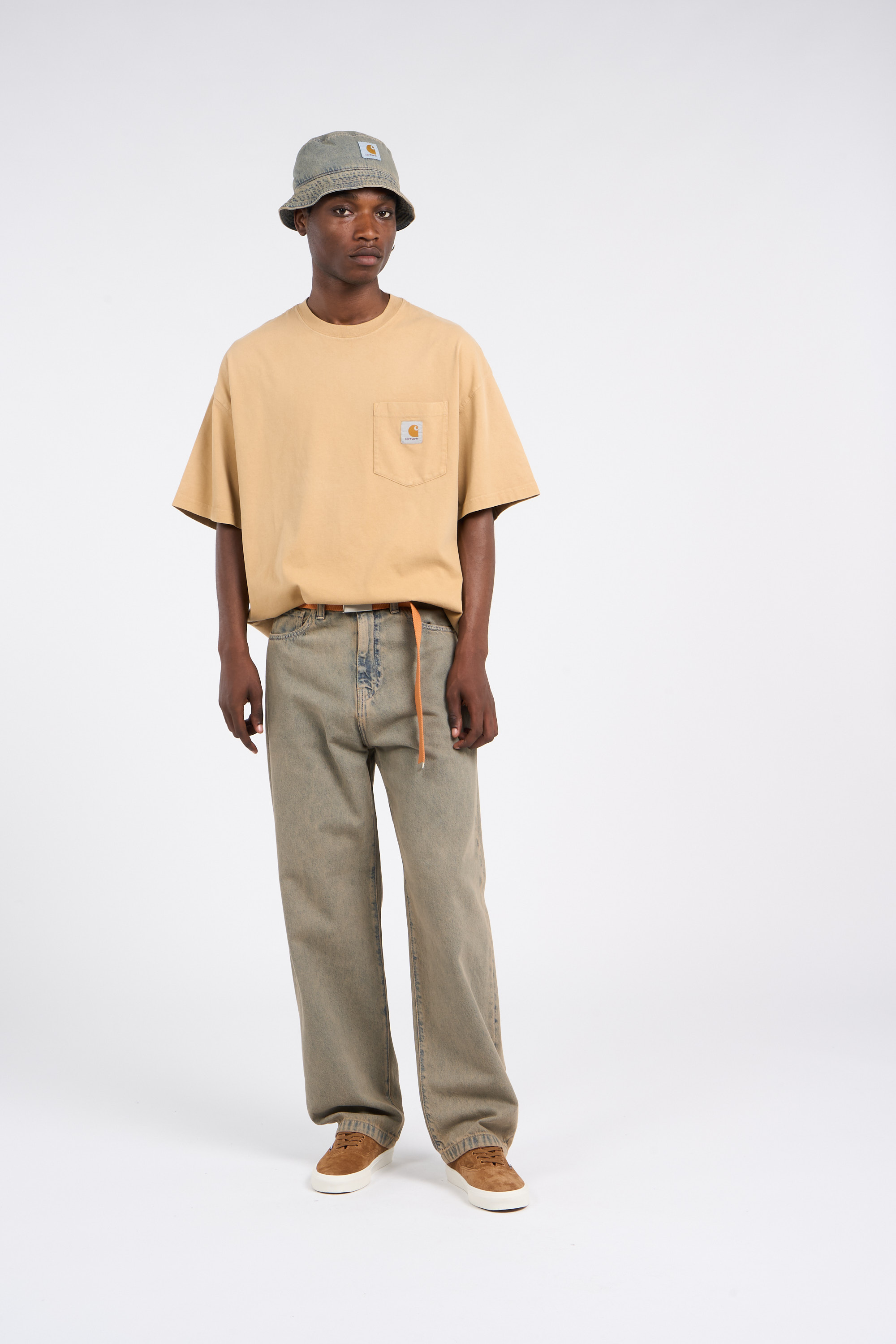 Regular-fit round-neck cotton T-shirt Beige