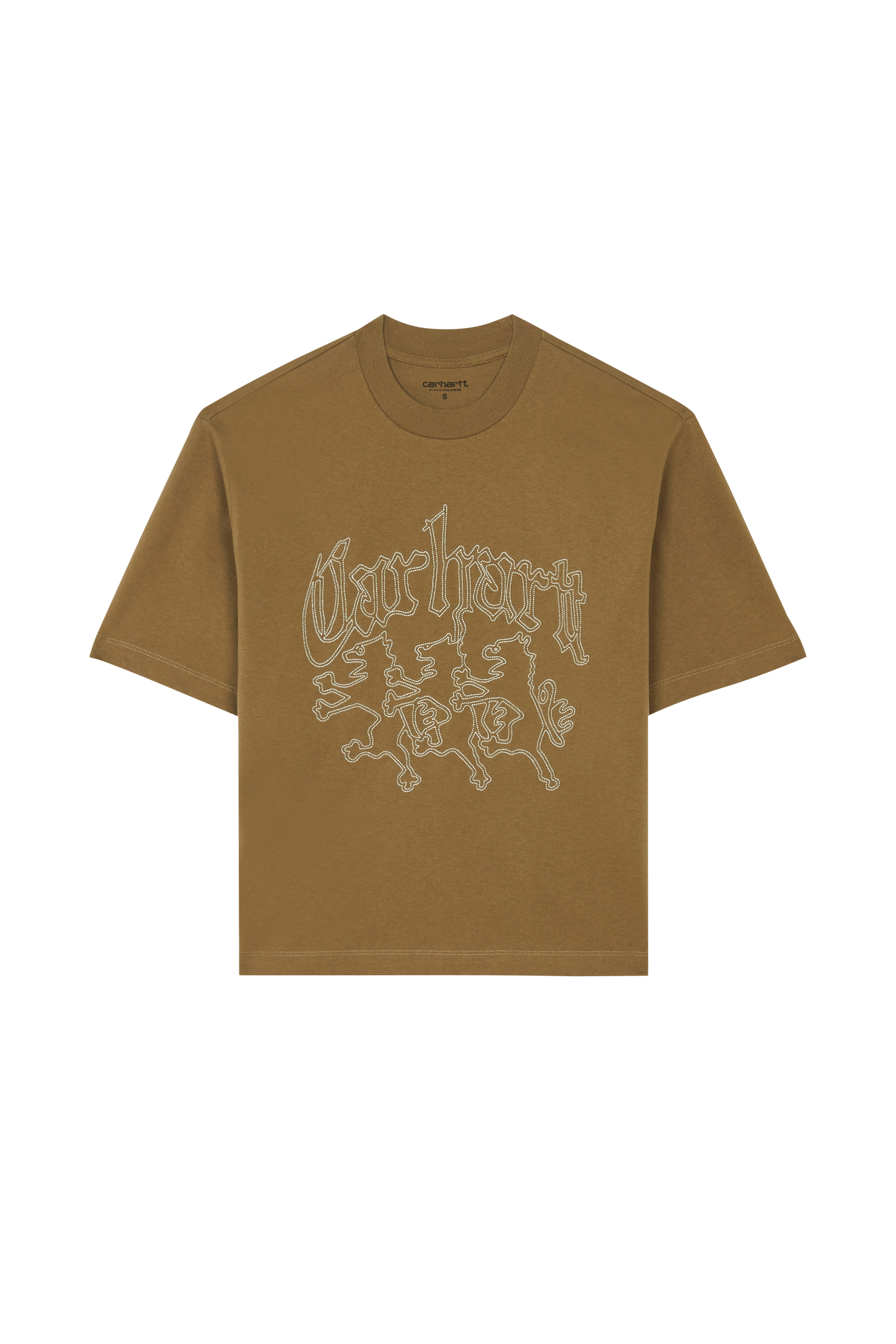 Regular-fit round-neck cotton T-shirt Brown