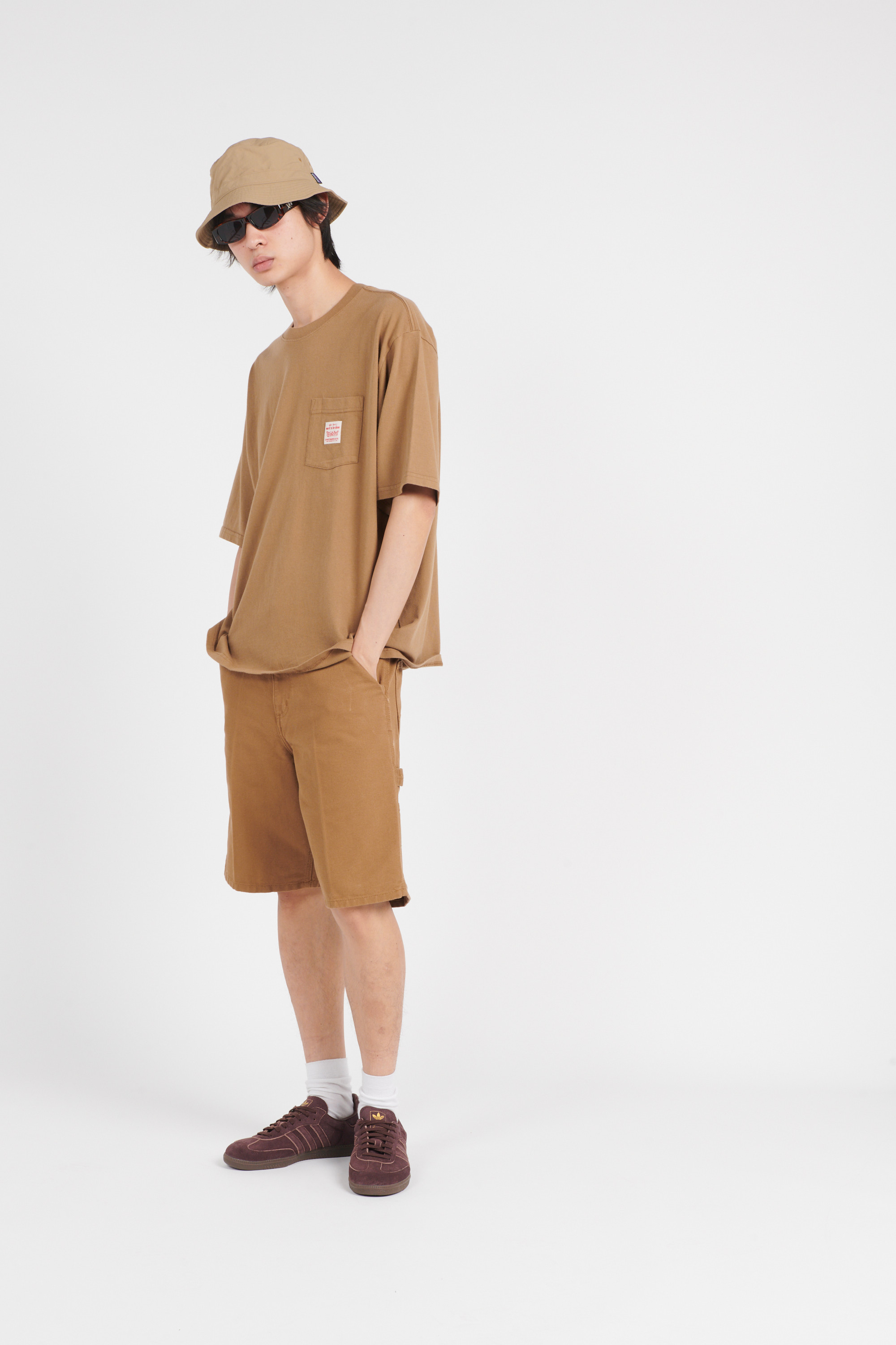 Regular-fit round-neck cotton T-shirt Brown