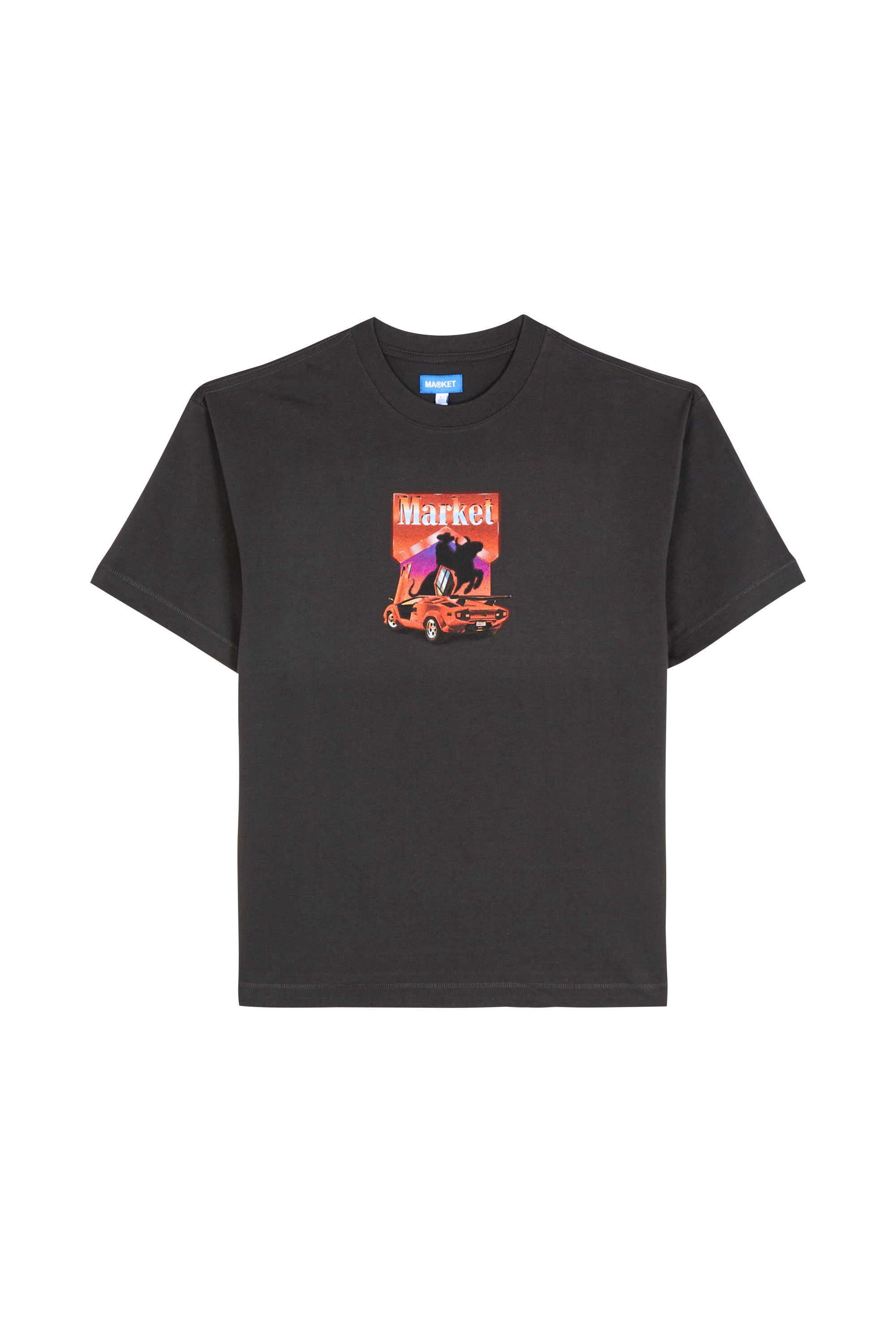 Regular-fit round-neck cotton T-shirt Black