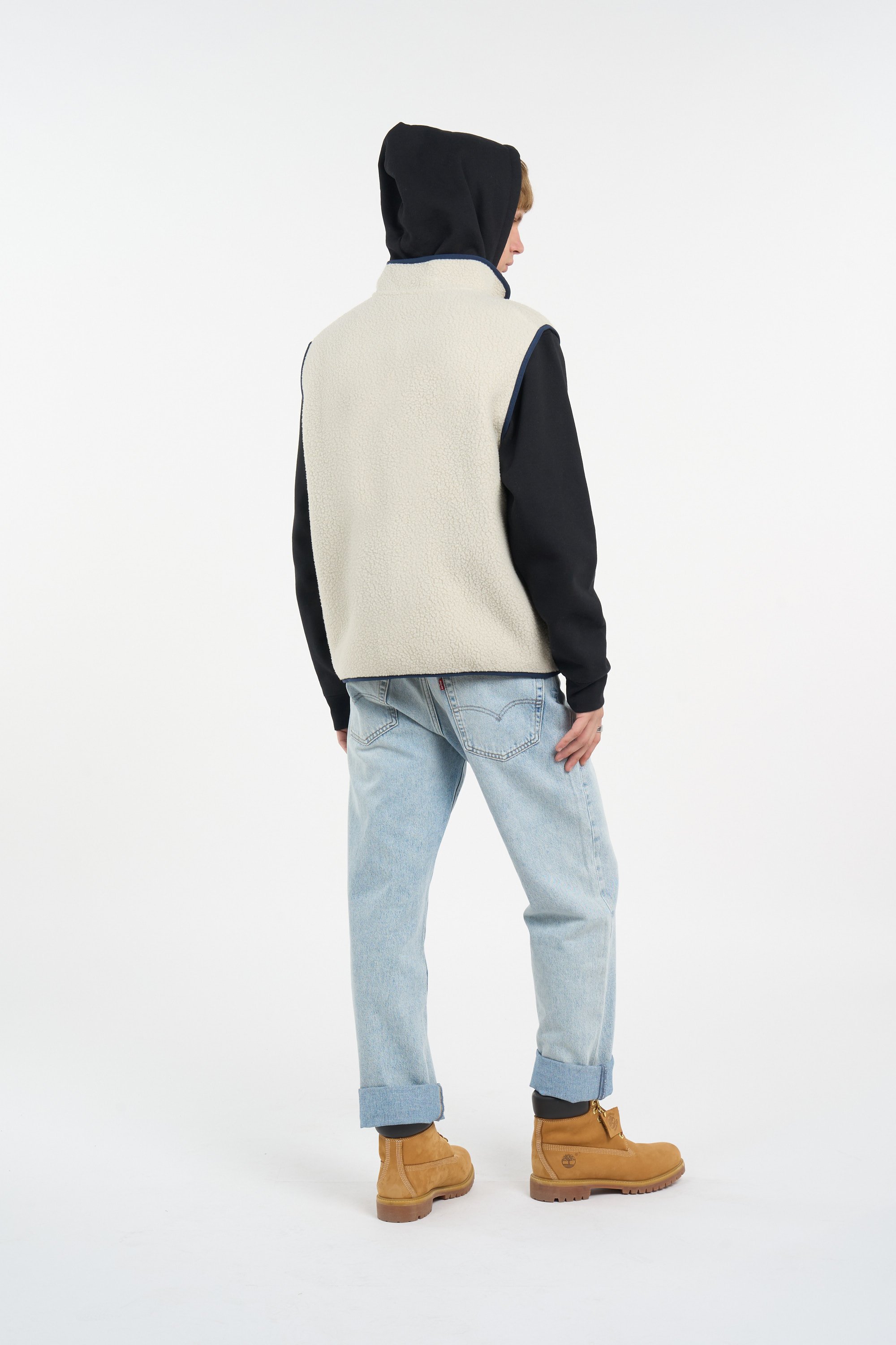 Regular-fit buttoned fleece sweater with high neck | Beige PATAGONIA Men