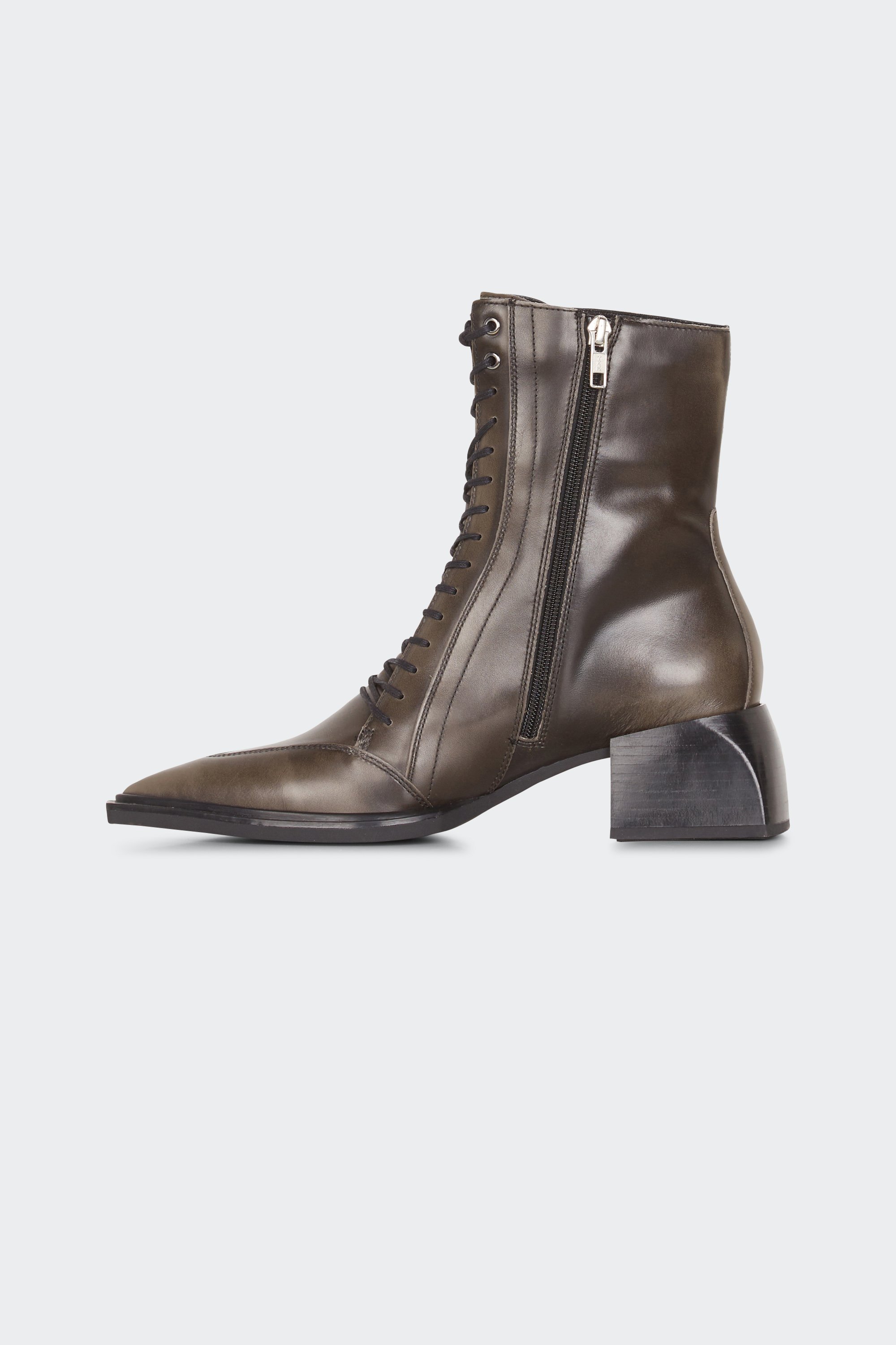 Heeled leather mid-calf boots | Grey by VAGABOND SHOEMAKERS Heeled leather mid-calf boots Grey