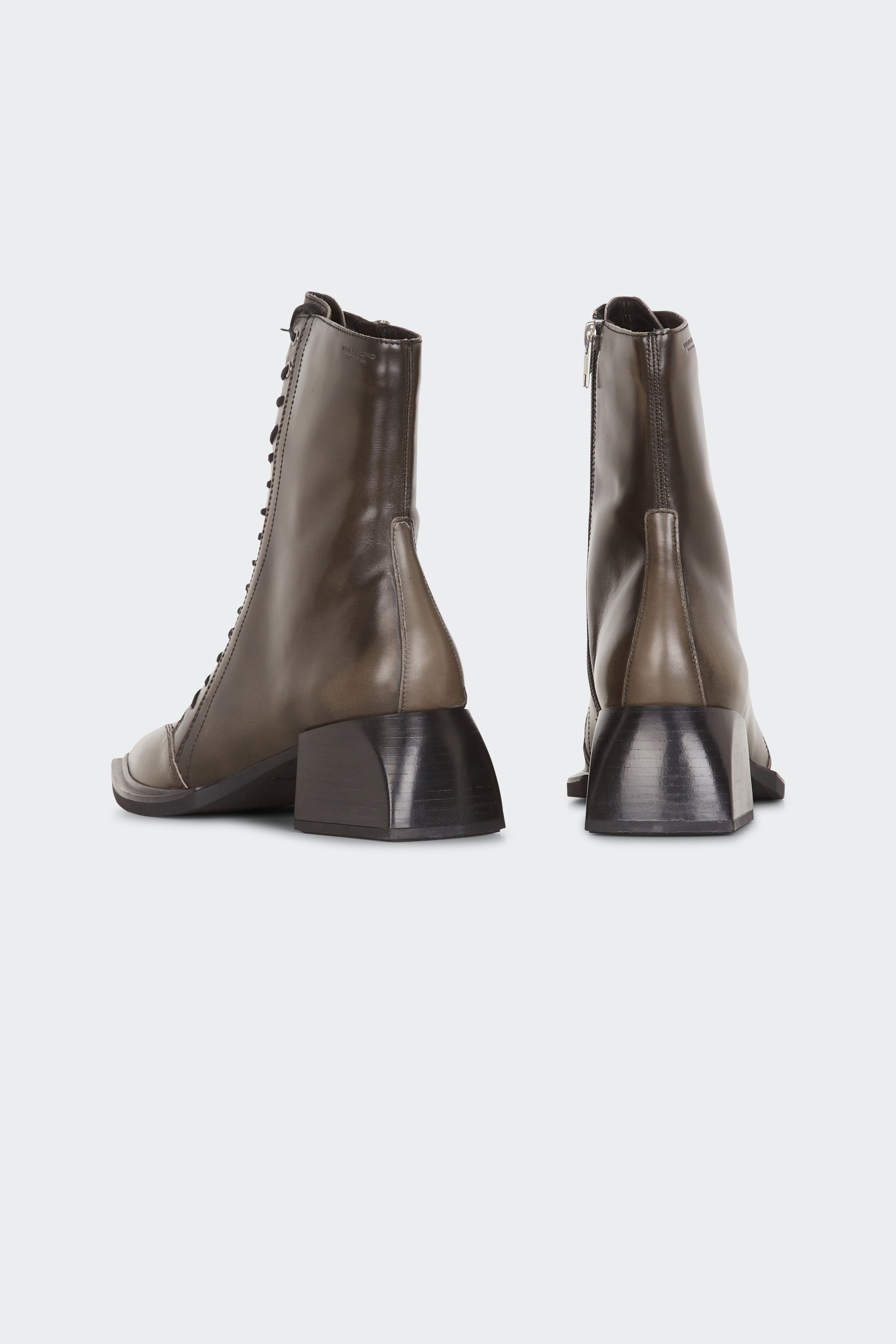 Heeled leather mid-calf boots | Grey by VAGABOND SHOEMAKERS Heeled leather mid-calf boots Grey