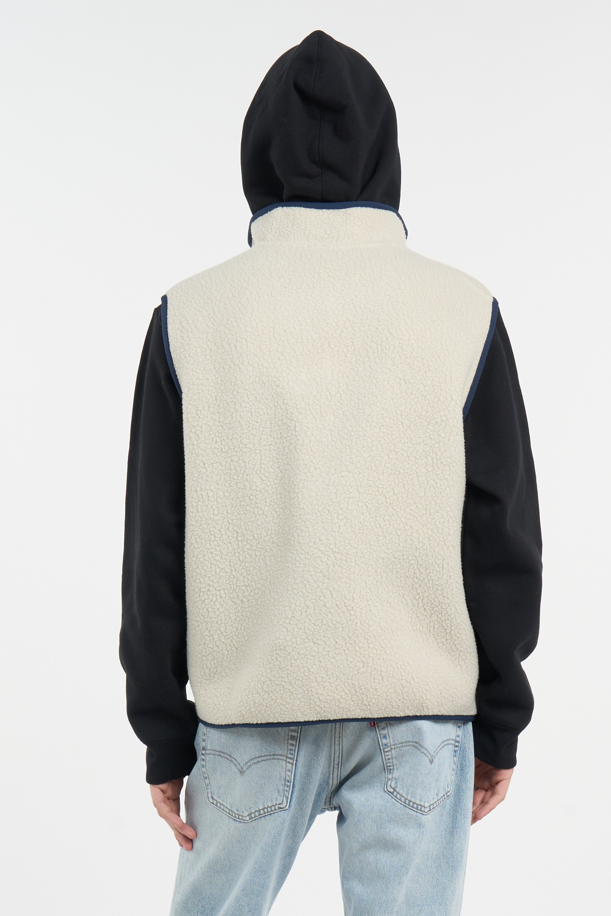 Regular-fit buttoned fleece sweater with high neck | Beige PATAGONIA Men