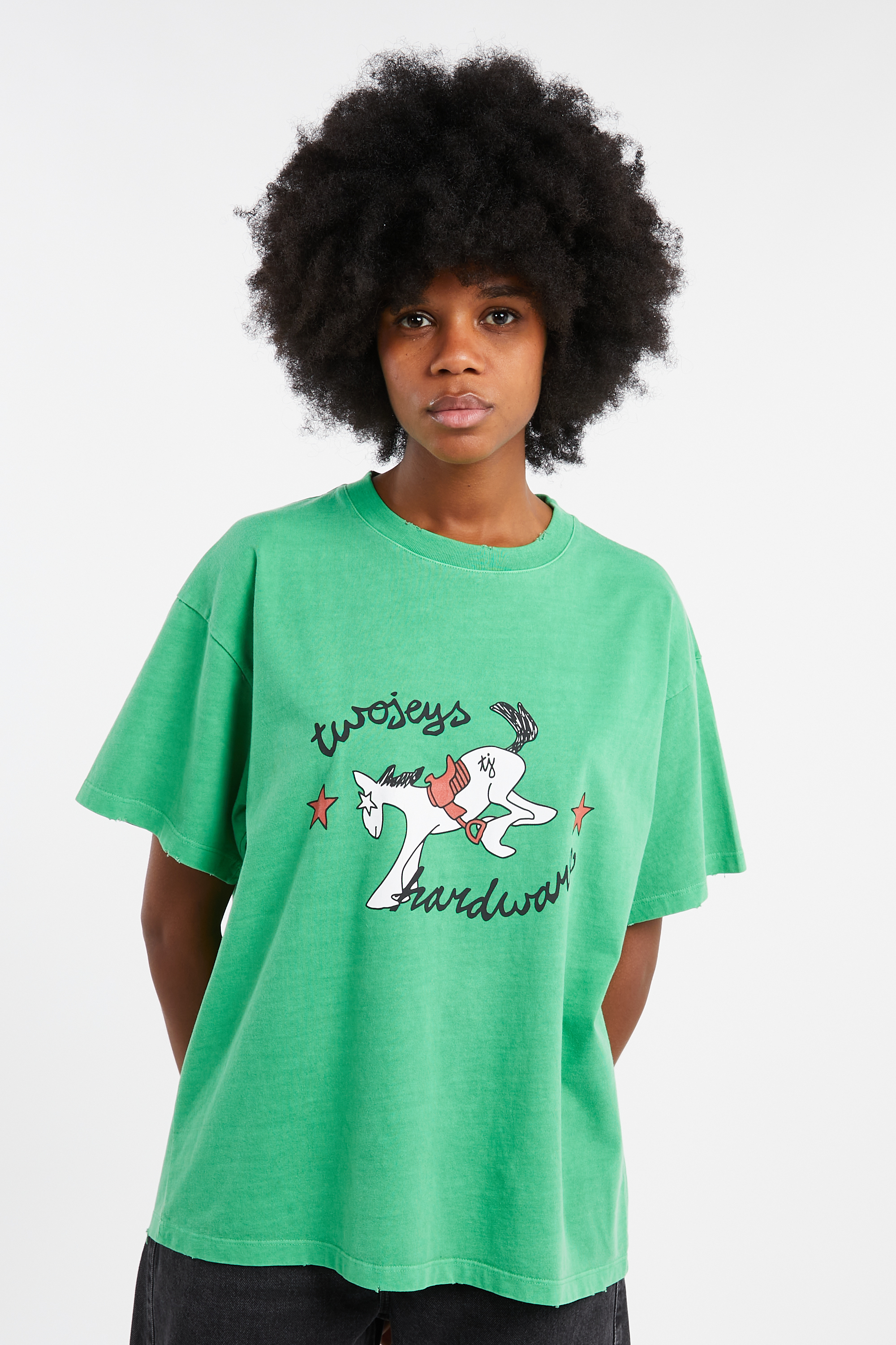 Regular-fit round-neck cotton T-shirt Green