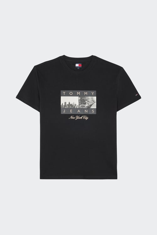 TOMMY JEANS Regular-fit round-neck cotton T-shirt Black