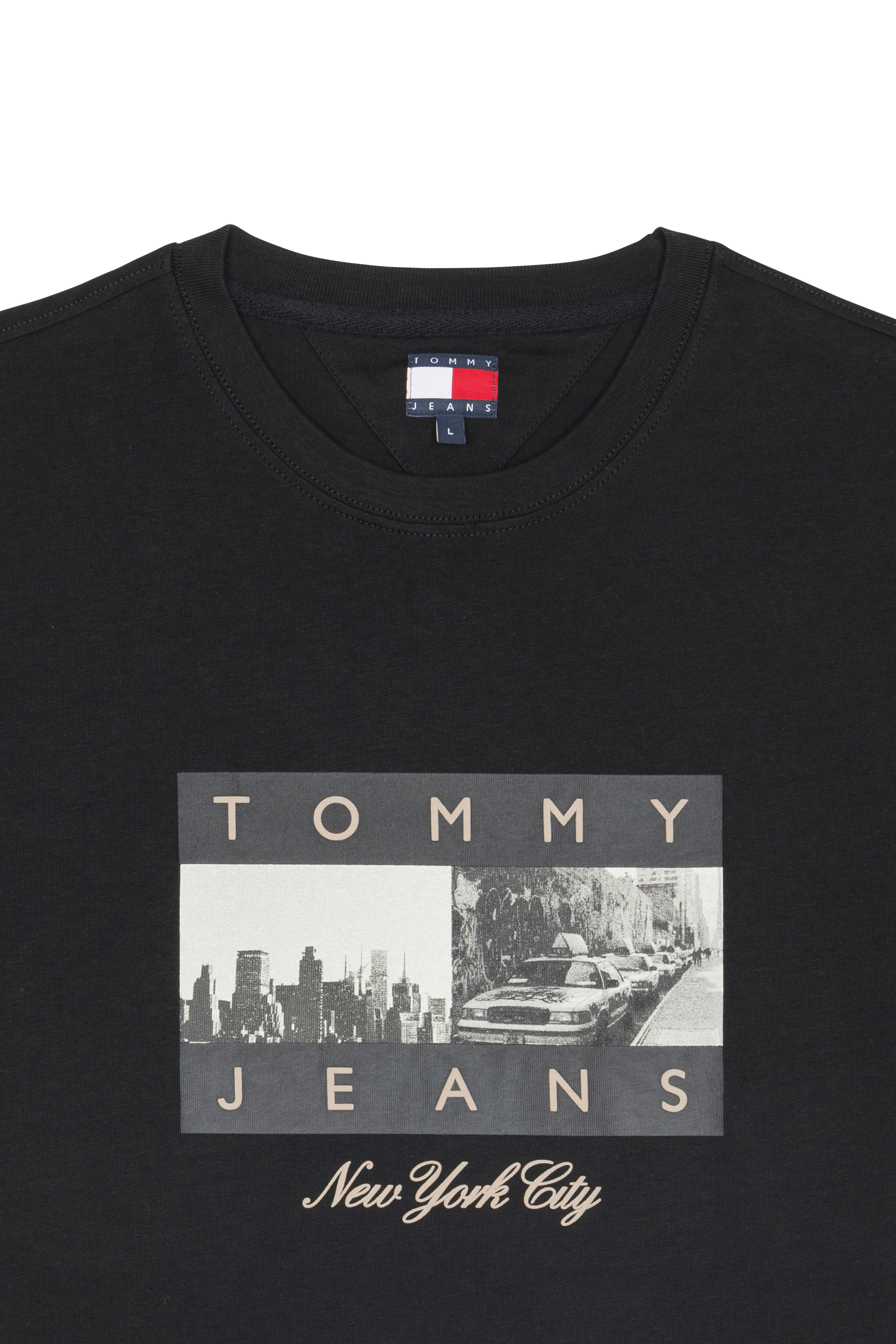 Regular-fit round-neck cotton T-shirt Black