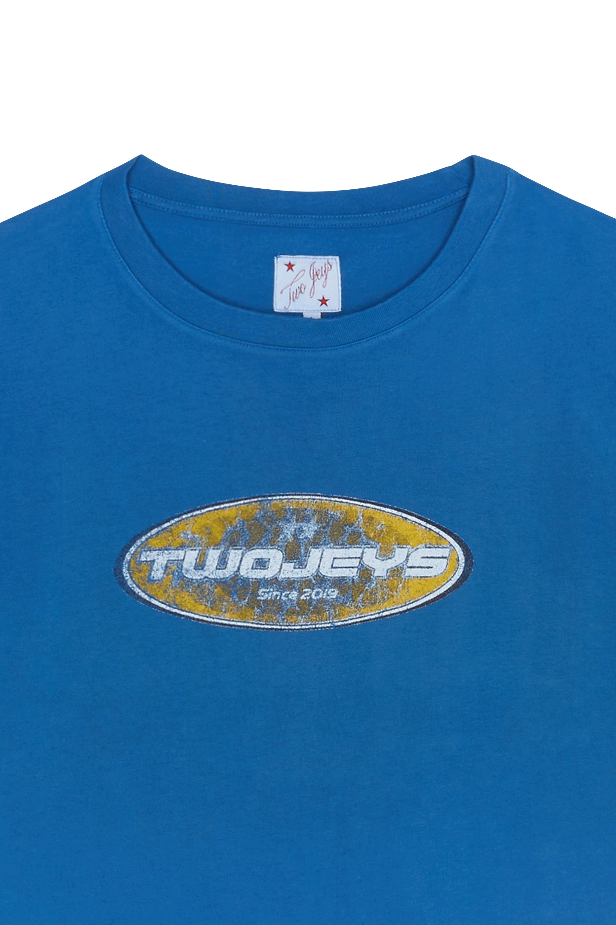 Regular-fit round-neck cotton T-shirt | Blue TWOJEYS Men