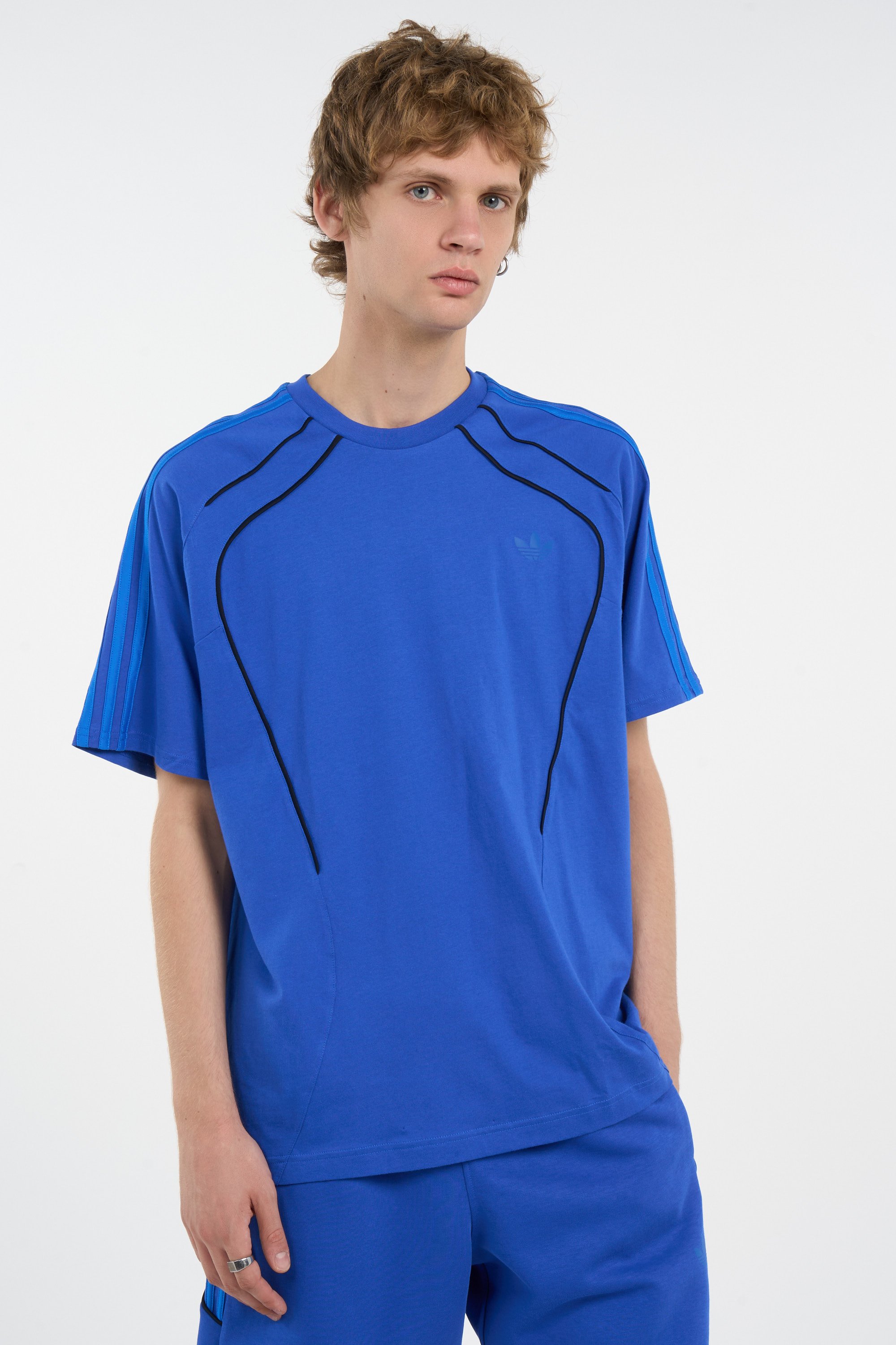 Regular-fit round-neck cotton T-shirt | Blue ADIDAS Men
