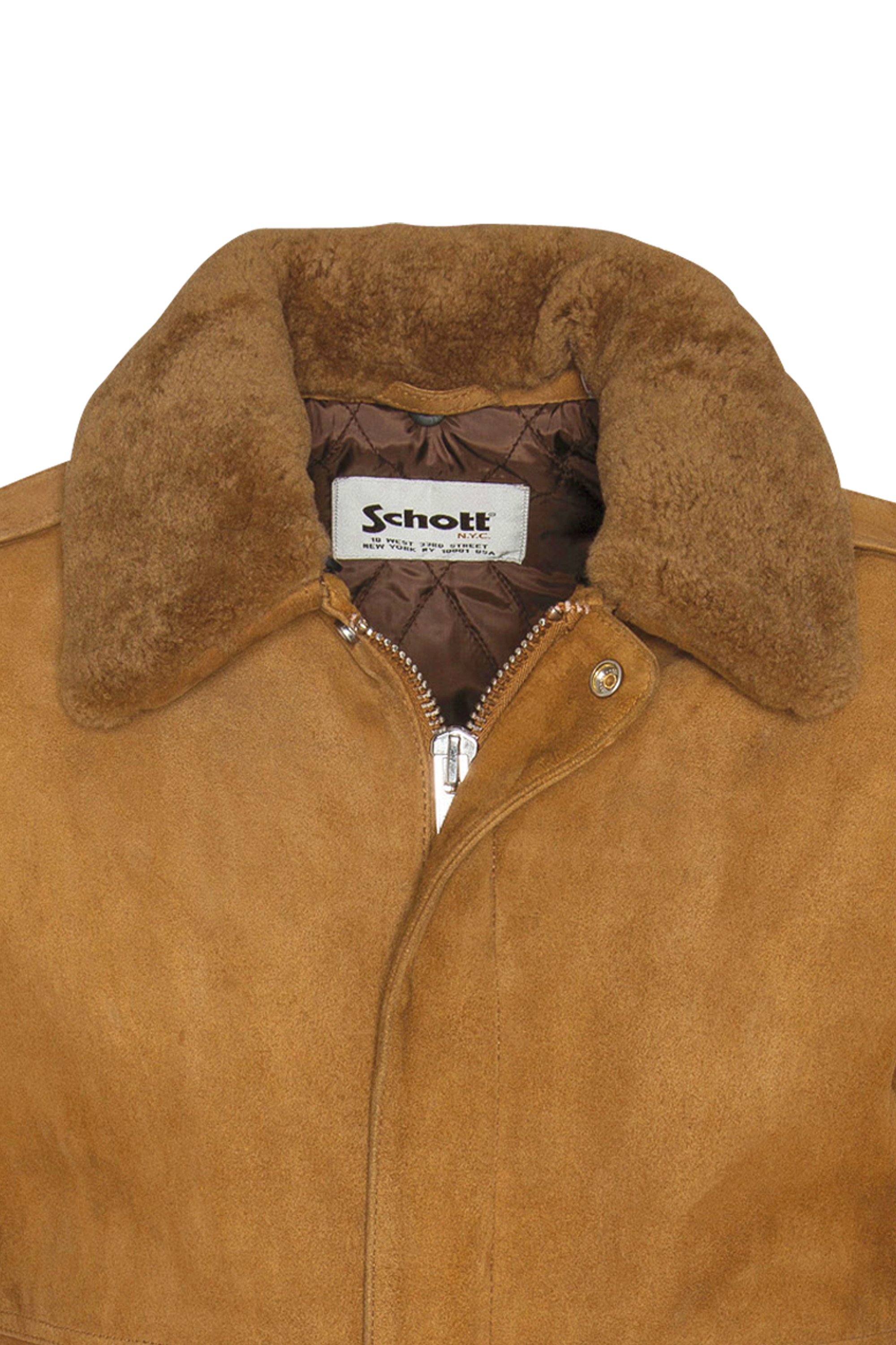 Blouson aviateur ajusté col mouton amovible en daim Rouge