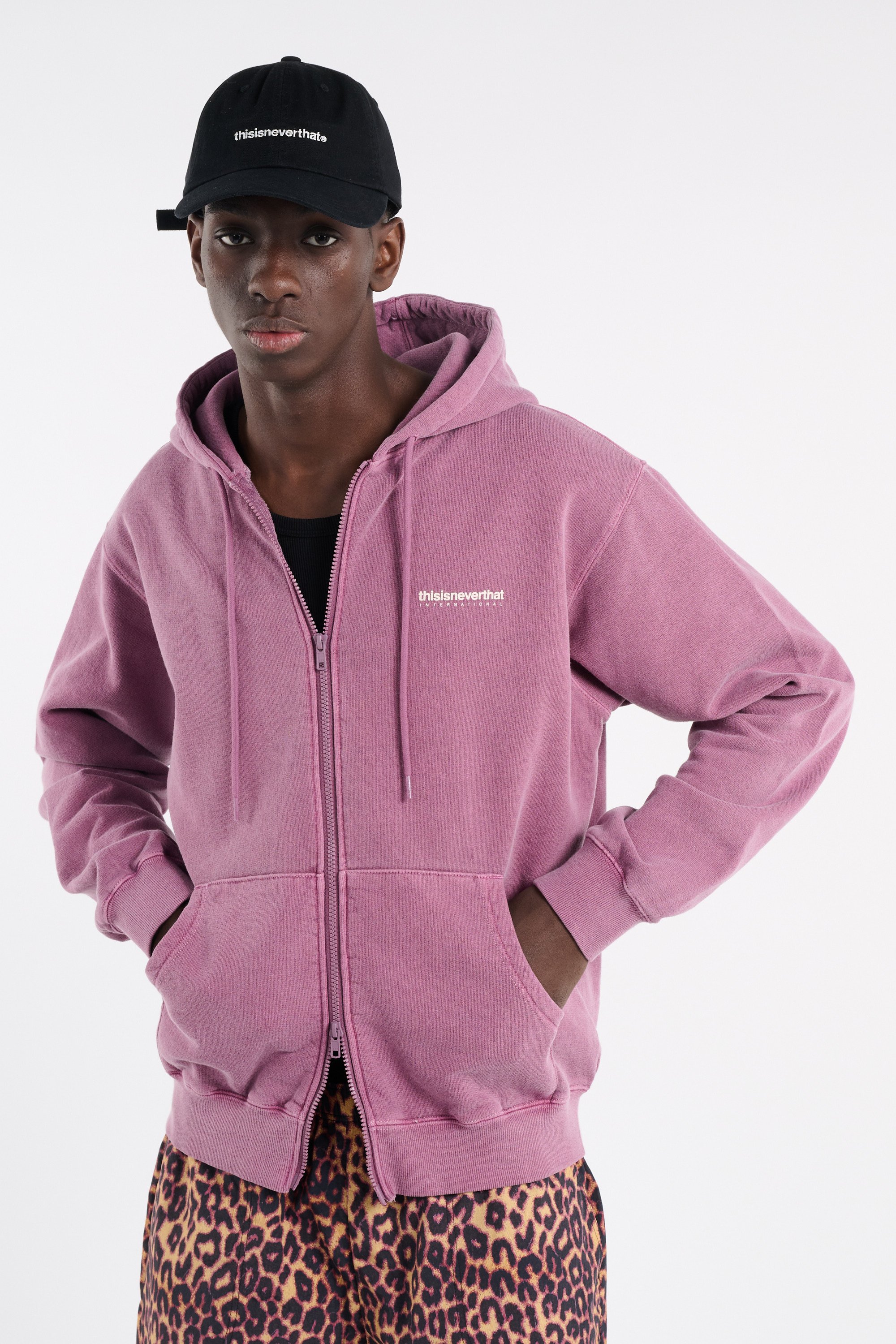 Cotton zipped hooded sweatshirt | Purple THISISNEVERTHAT Men