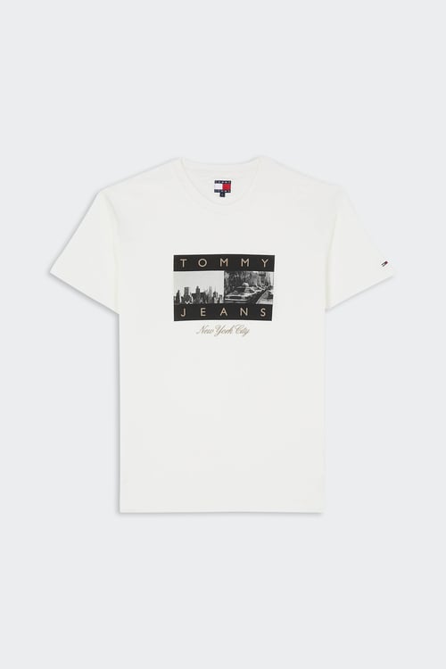 TOMMY JEANS Regular-fit round-neck cotton T-shirt White