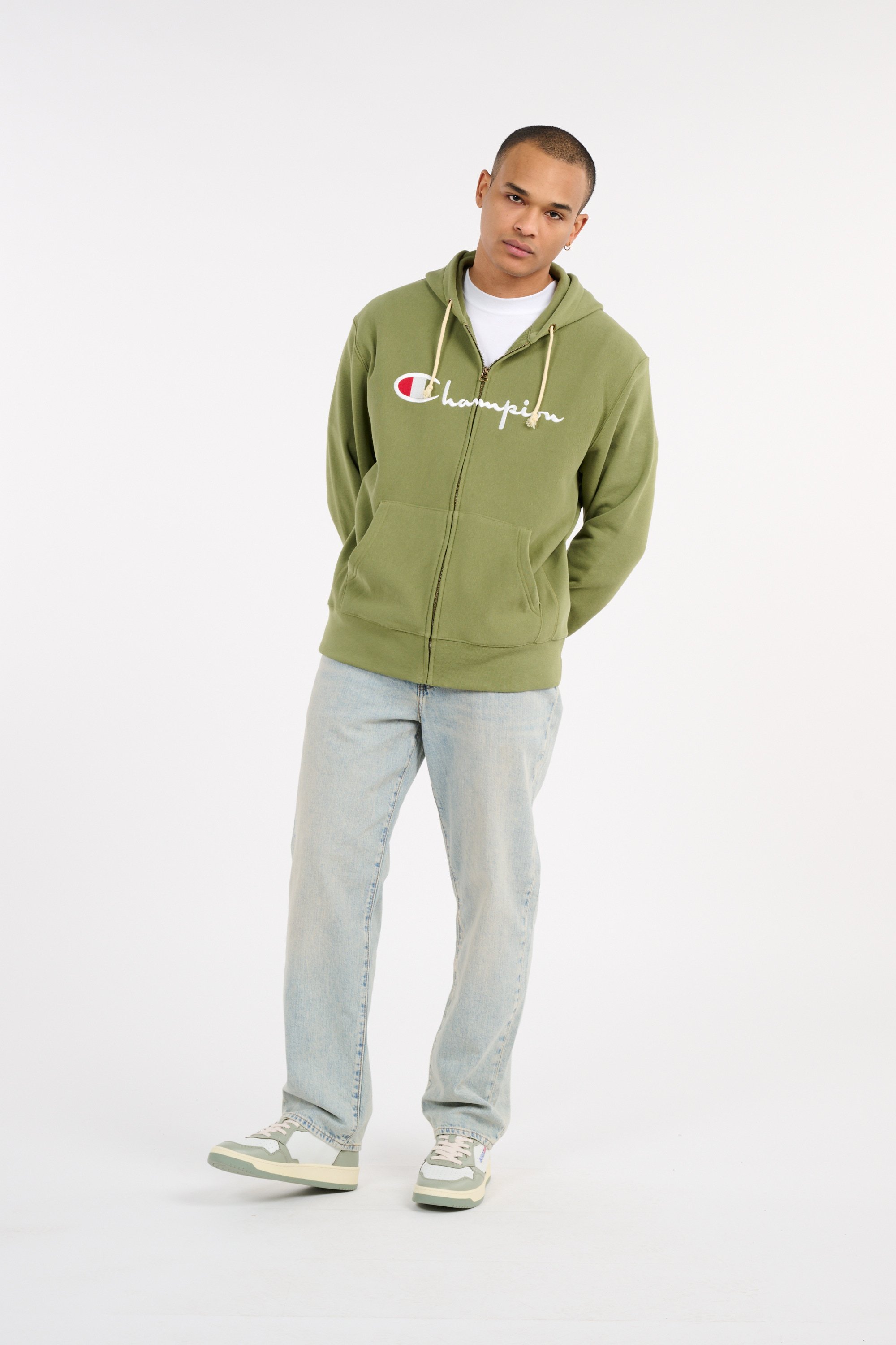 Zippered hoodie CHAMPION Green