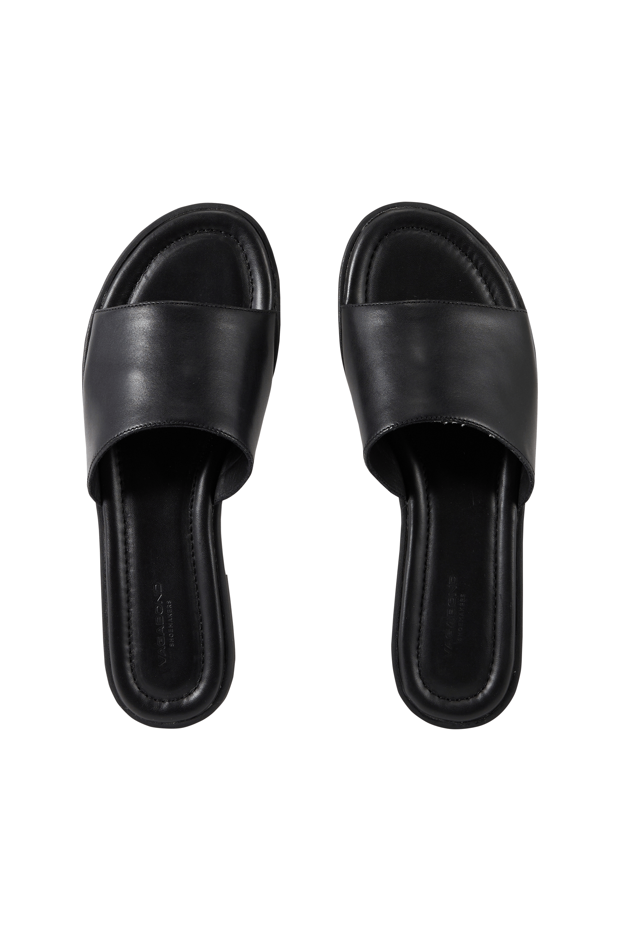 Flat furry sheepskin sandals Black